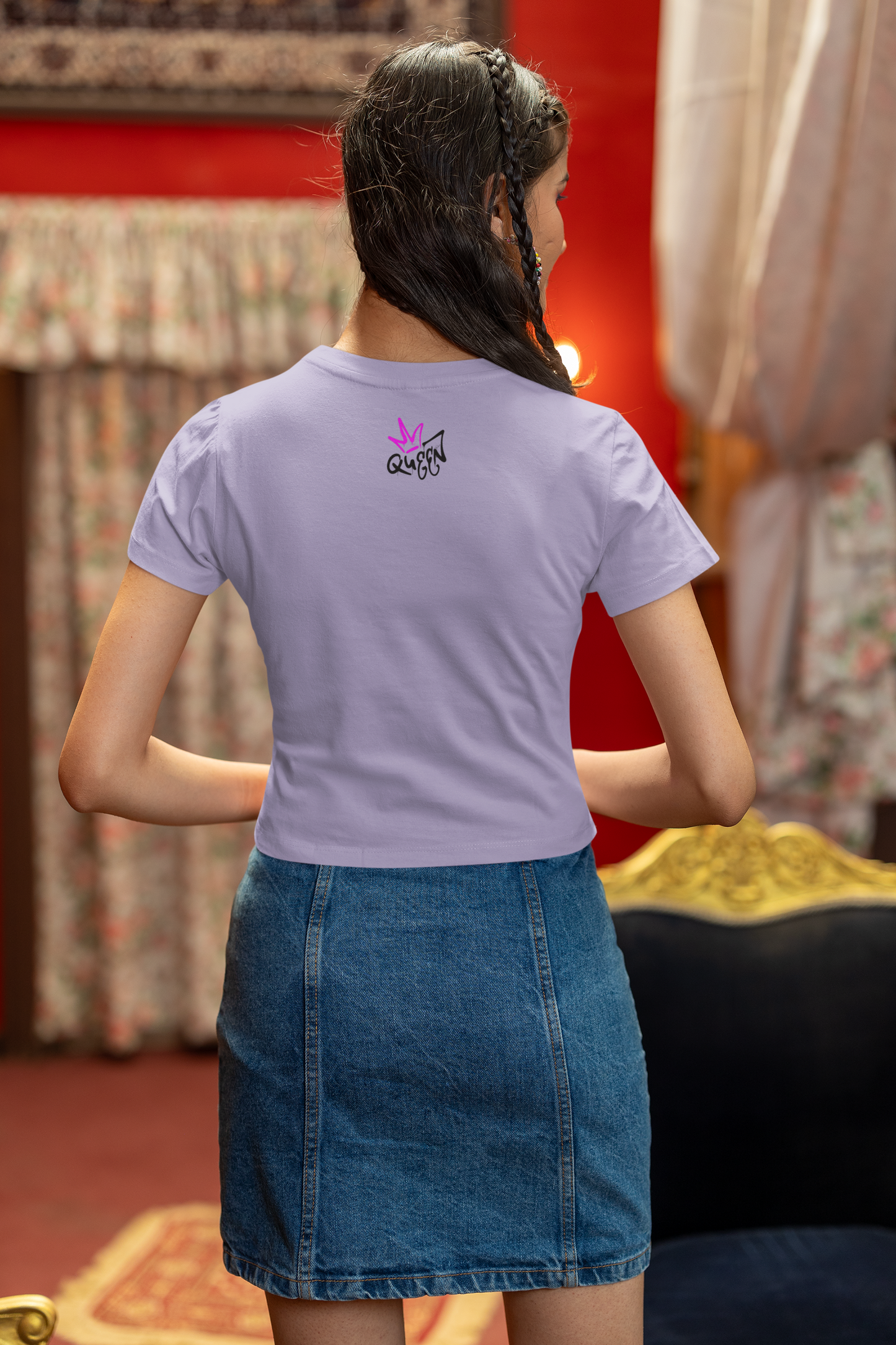 "Girl With Style" Printed Lavender Crop Top