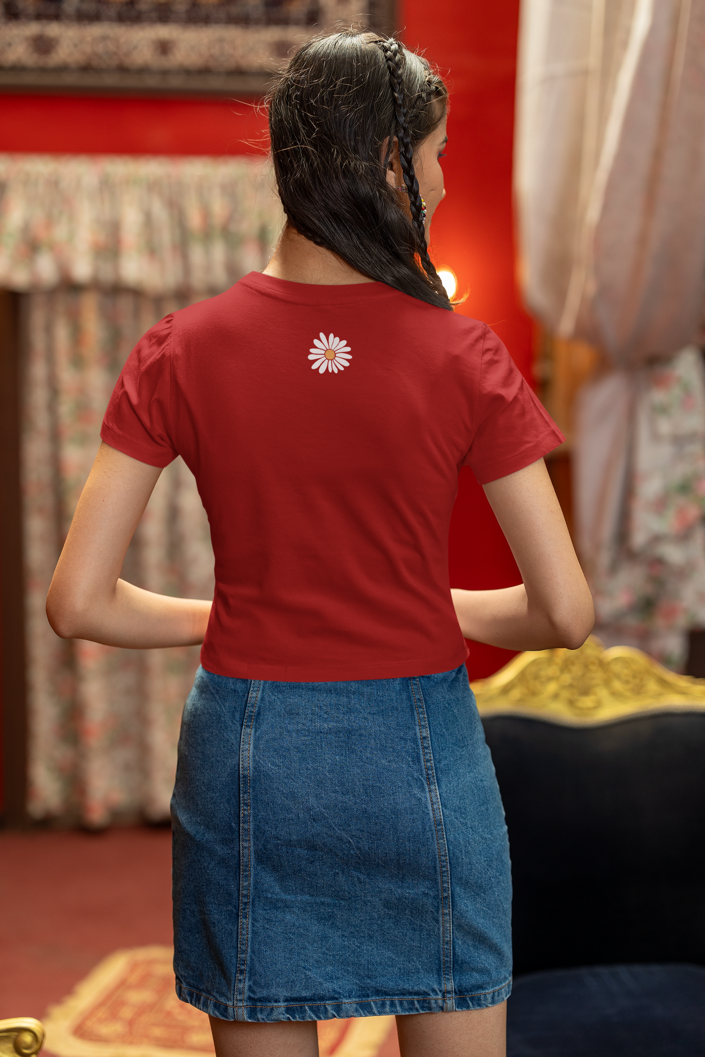 "Smiles" Printed Red Crop Top