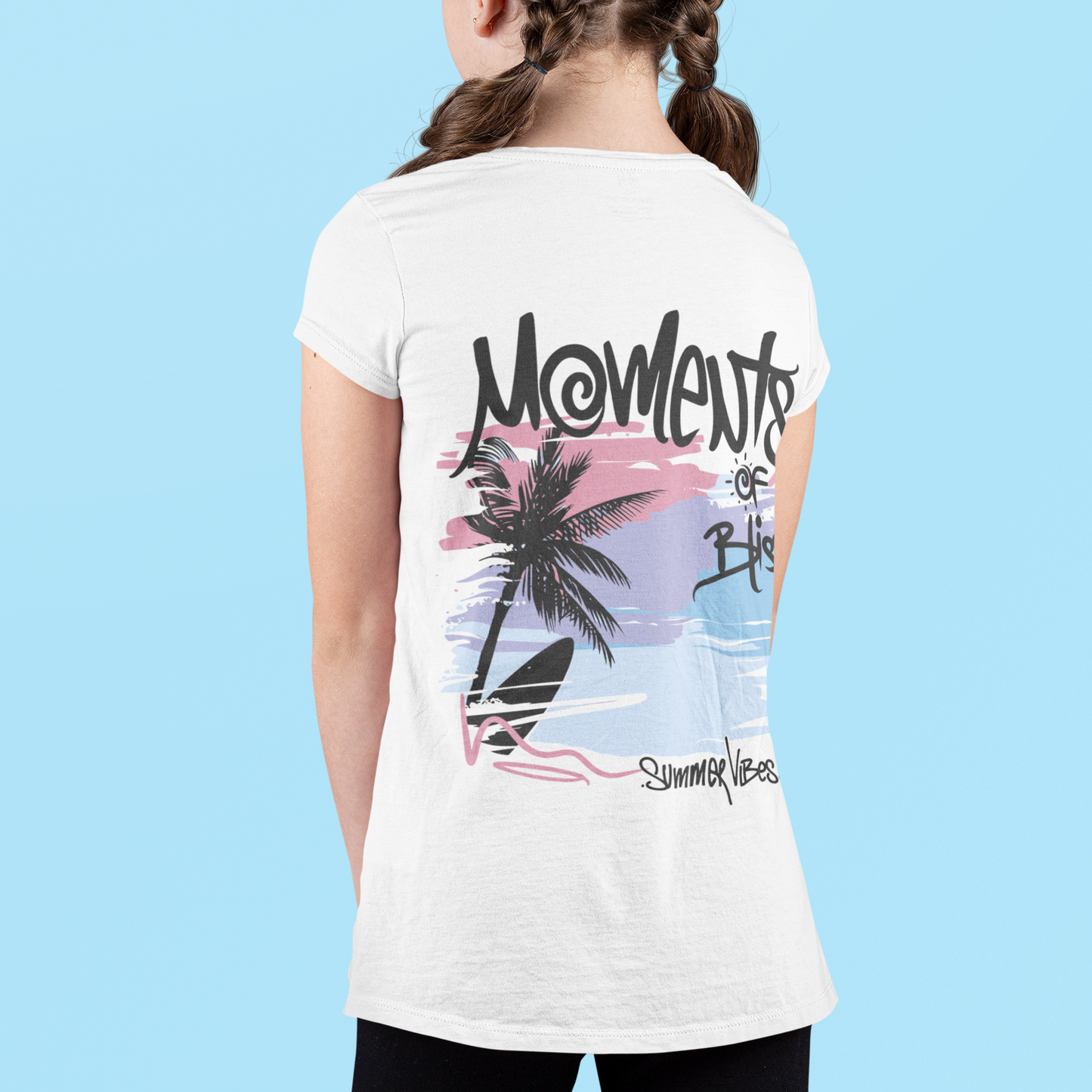 Summer Print T-Shirt for Girls - White Cotton
