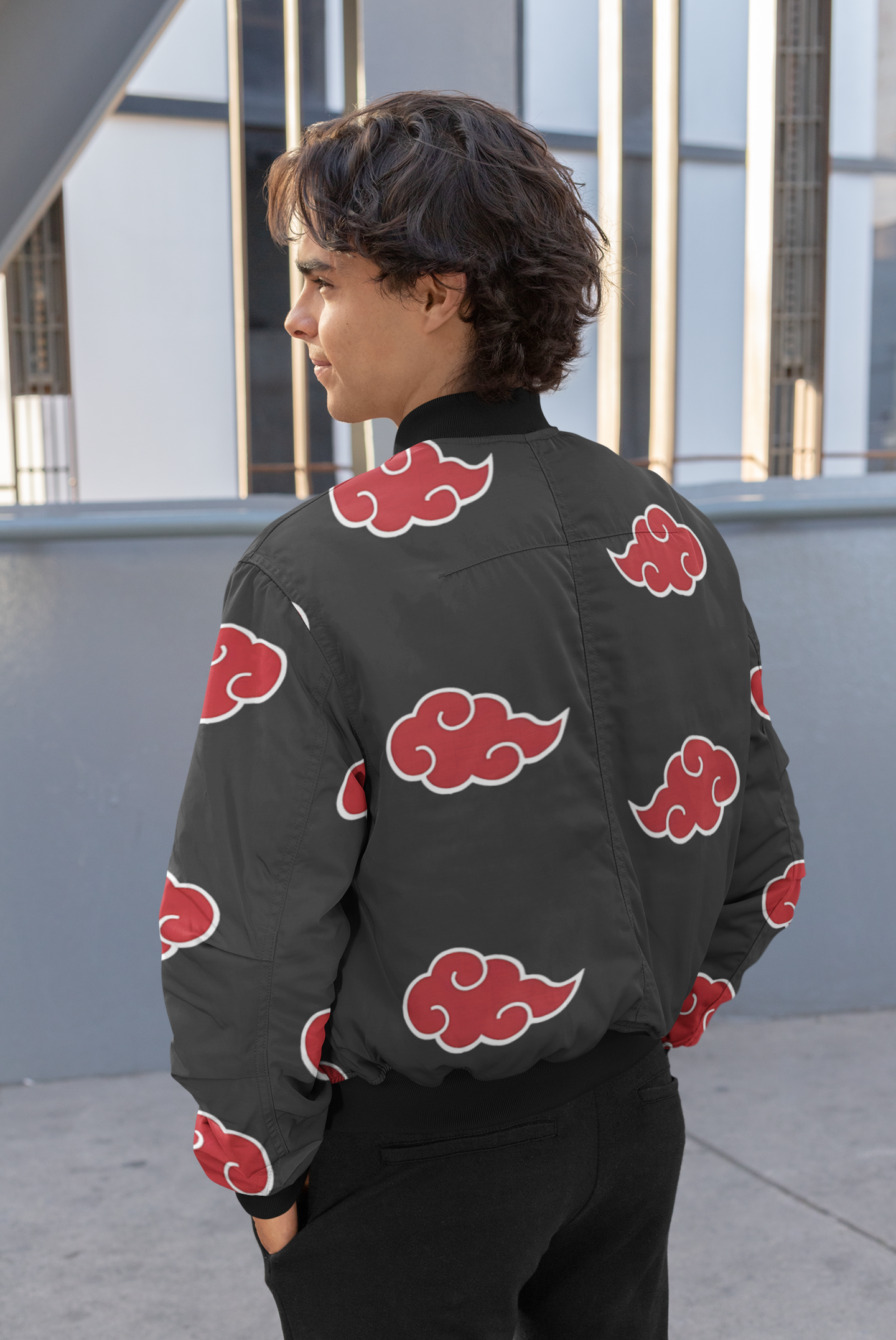 Crimson Akatsuki Cloud Men's All-Over Print Bomber Jacket