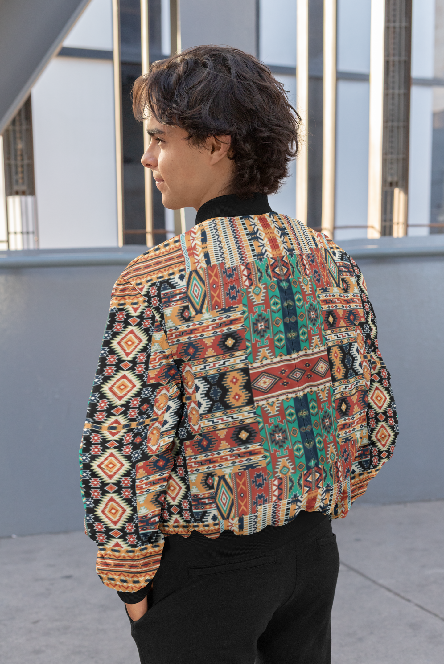 Sambalpuri Multicolor Bomber Jacket - Men's All-Over Ethnic Prints
