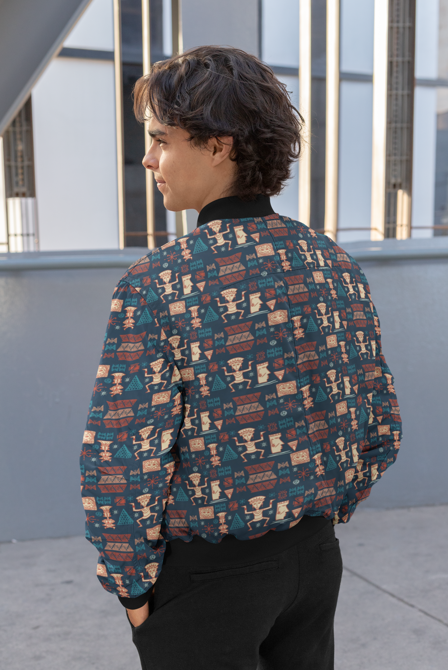 Aztec Vibes: Men's Tribal Pattern Bomber Jacket