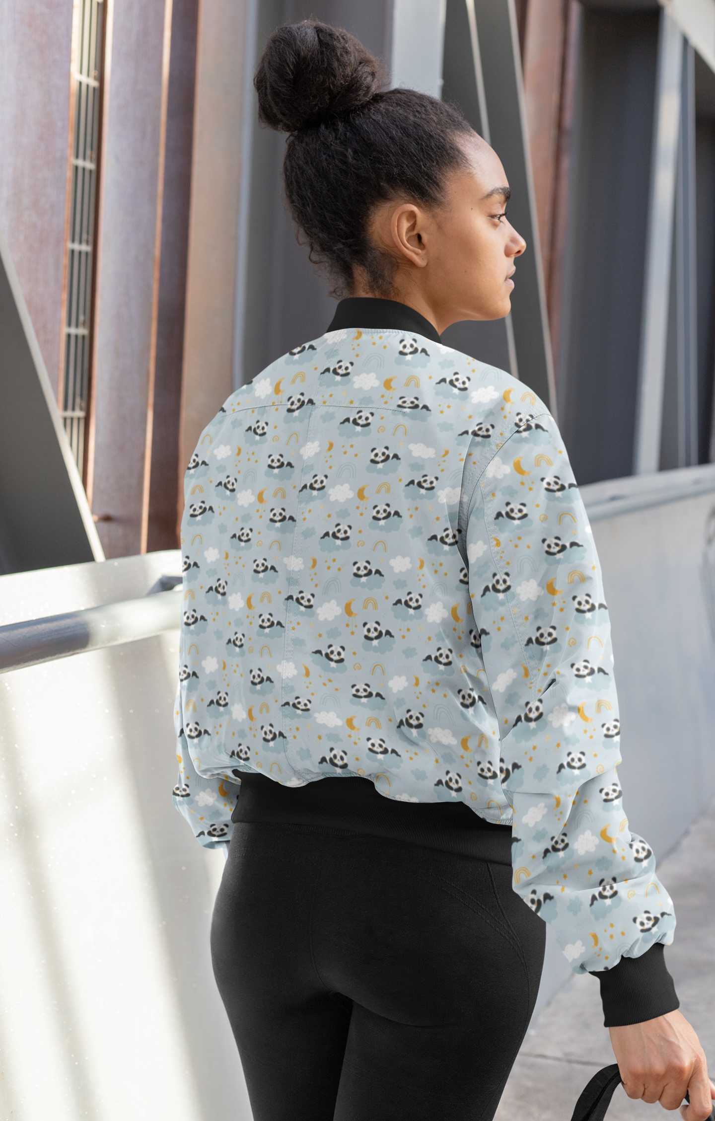 Panda Play: Adorable Panda Pattern Women's Bomber Jacket