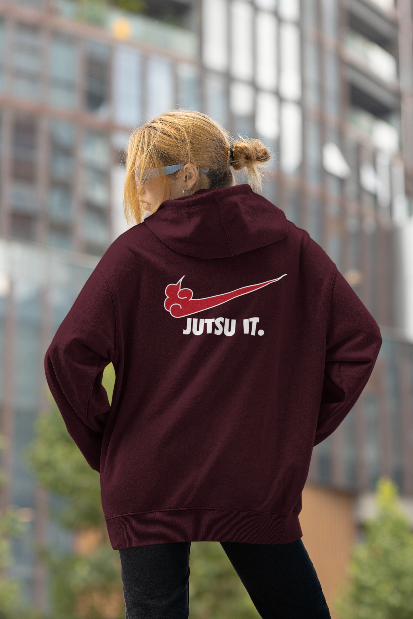 Maroon Ninja Vibes: Jutsu-Inspired Hoodie