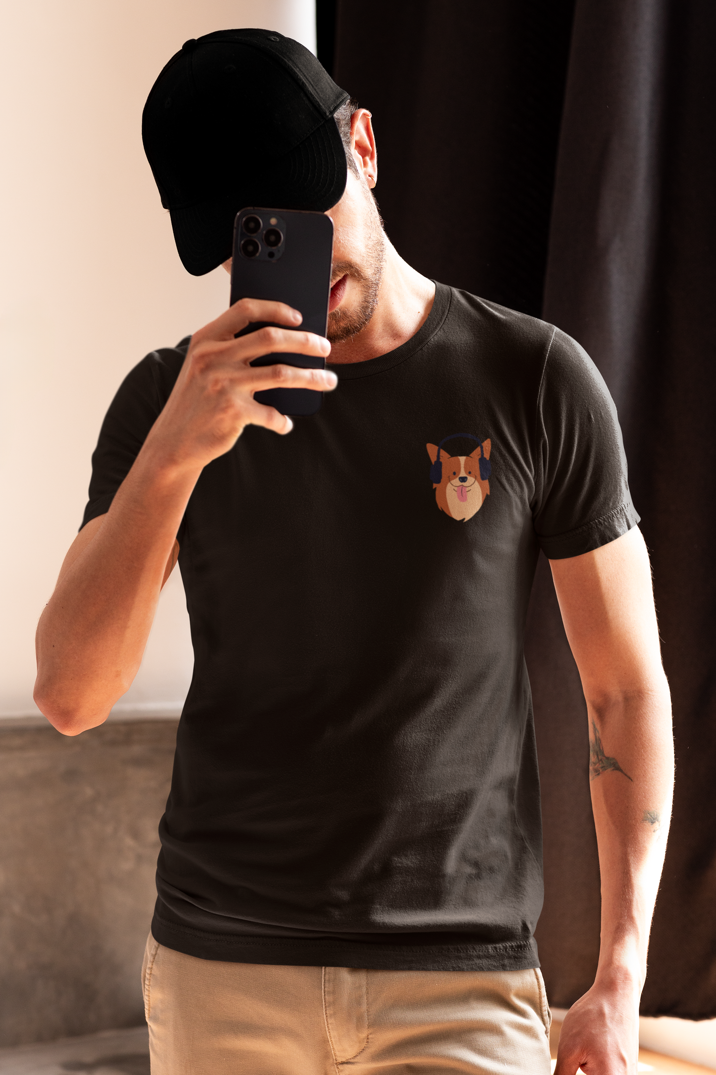 "Music is Who I Am" Printed Round Neck Half Sleeve Coffee Brown T-shirt