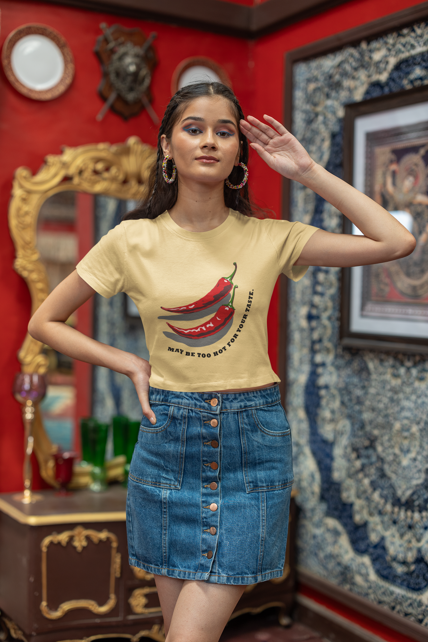 Warning: Hot Stuff Pure Cotton Crop Tee
