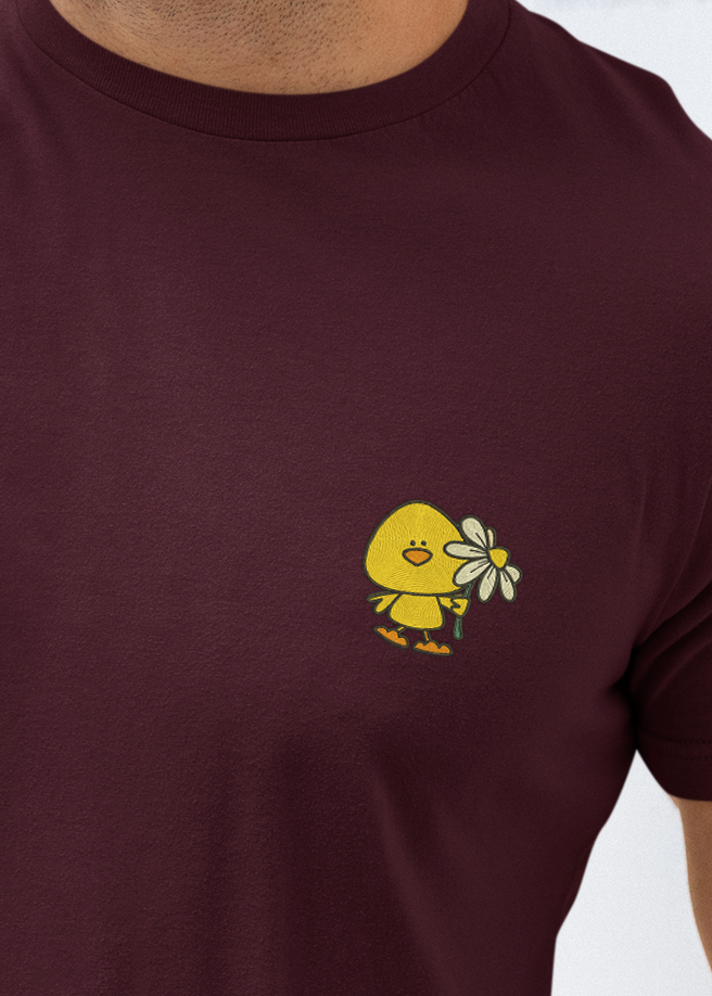 The "Daisy Chick" Tee | Premium Embroidered Shirt in Maroon