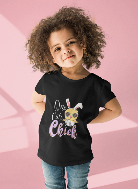 "One Cute Chick" Girls' Easter T-Shirt - 100% Cotton