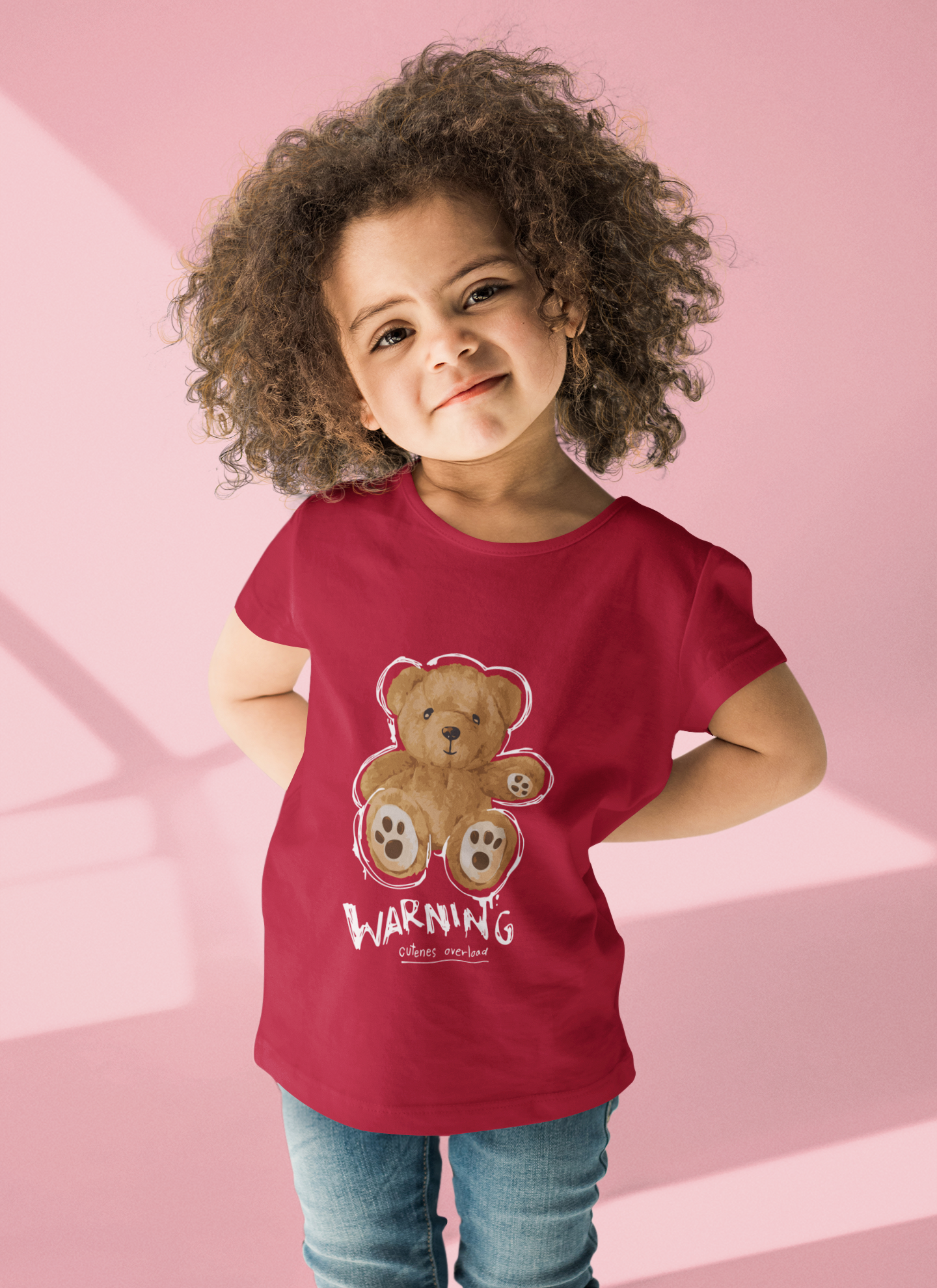 "Warning Cuteness Overload" Girls' Teddy Bear Graphic Shirt