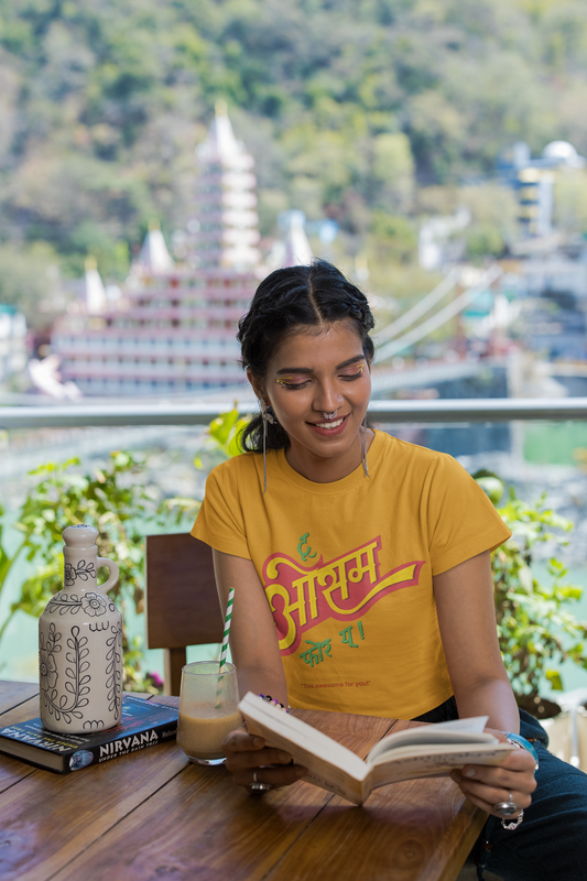 "Too Awesome for You" Printed Yellow Crop Top