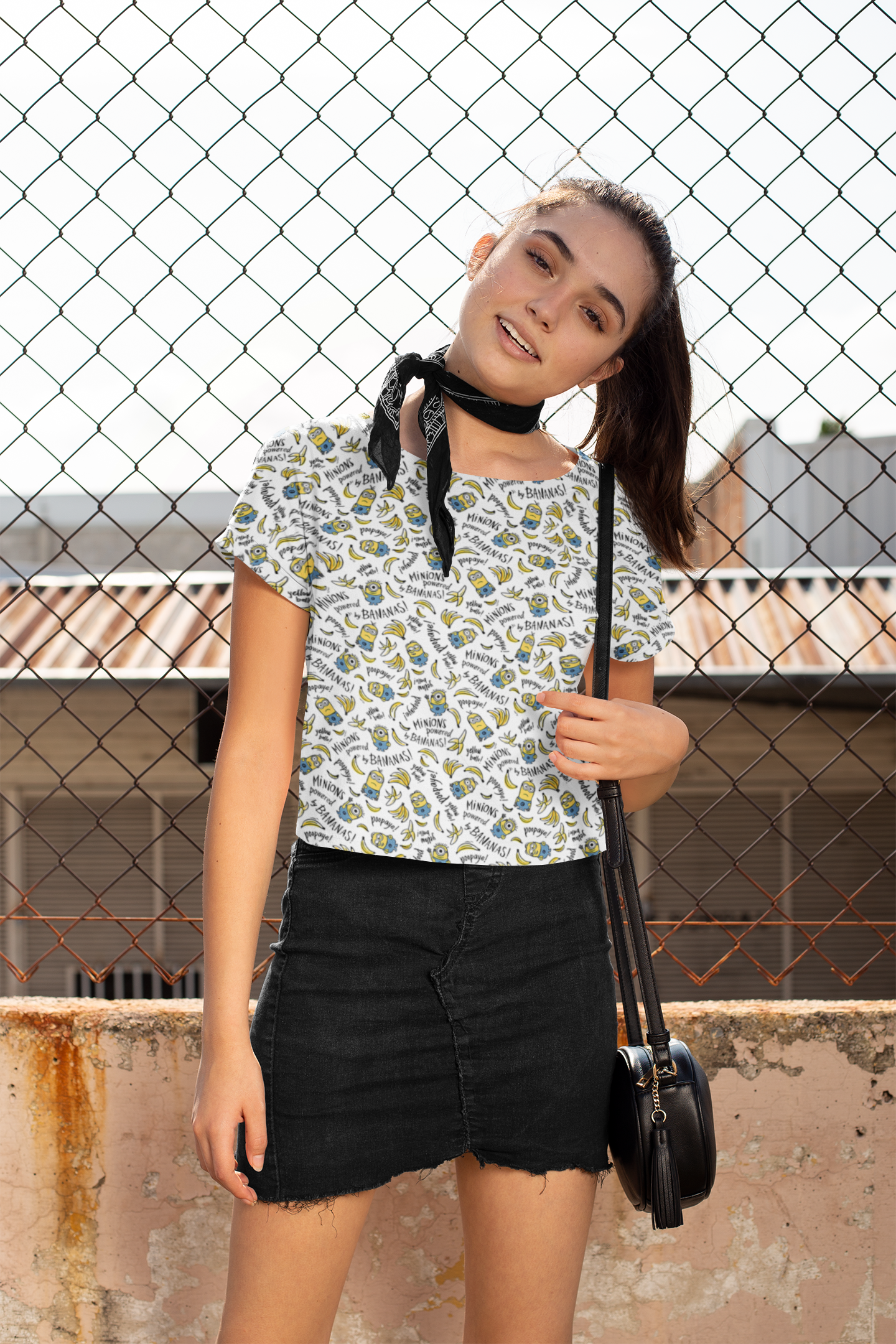 All Over Printed Minion & Banana Crop Top
