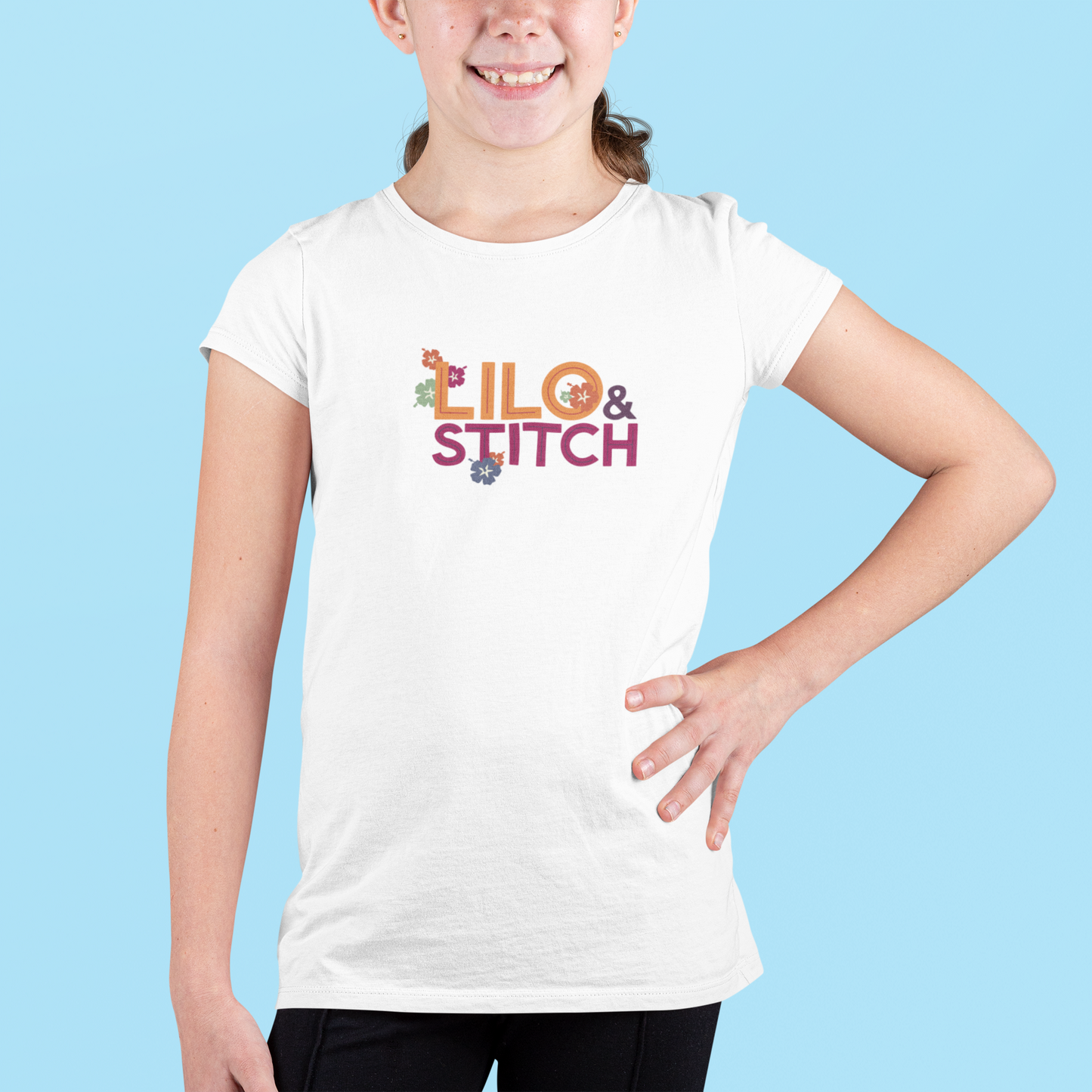 Disney Lilo & Stitch Hug T-Shirt | Girls' Tropical Floral Graphic Tee