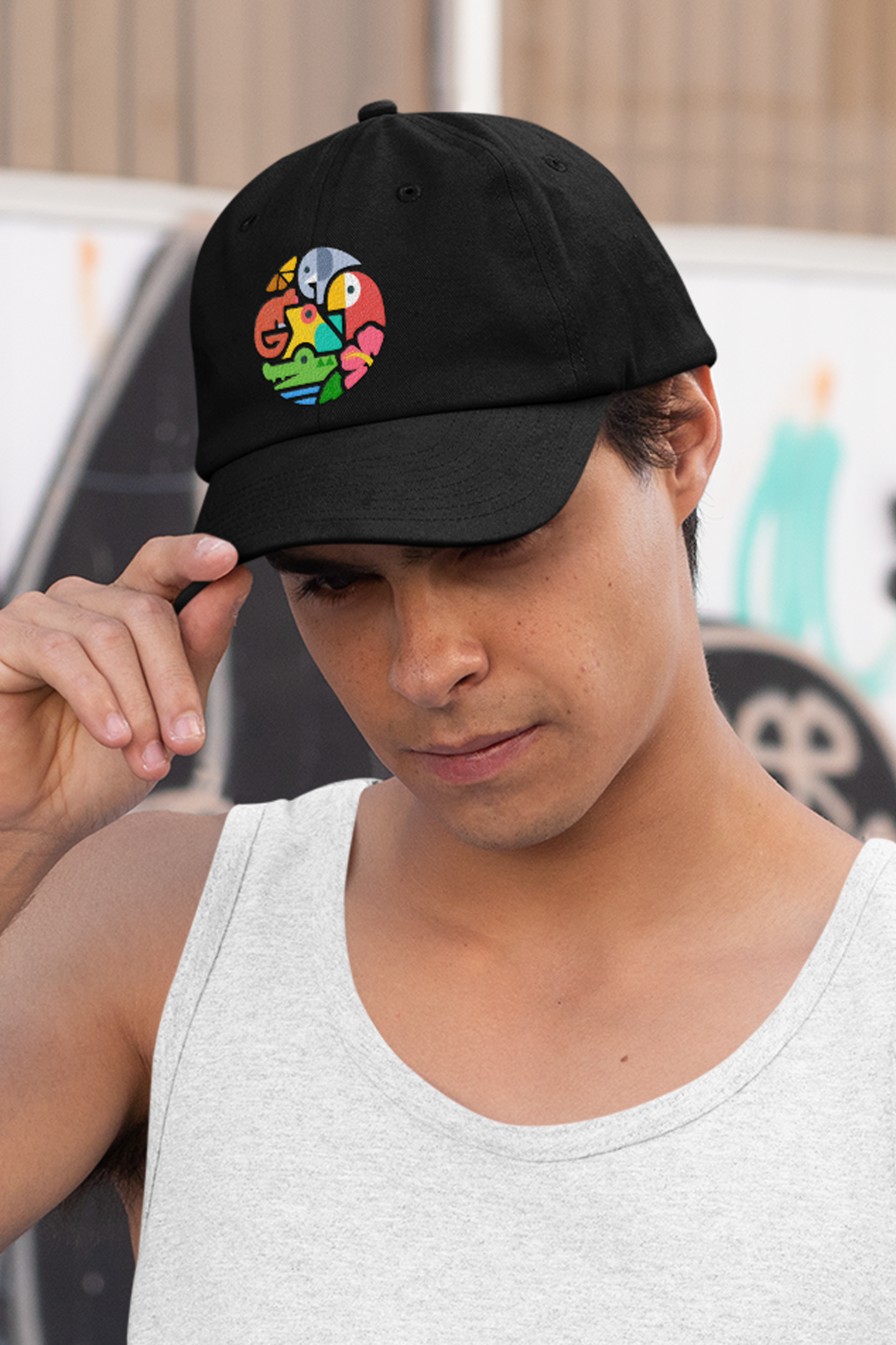 Embroidered Wildlife Hat - Trendy Black Baseball Cap