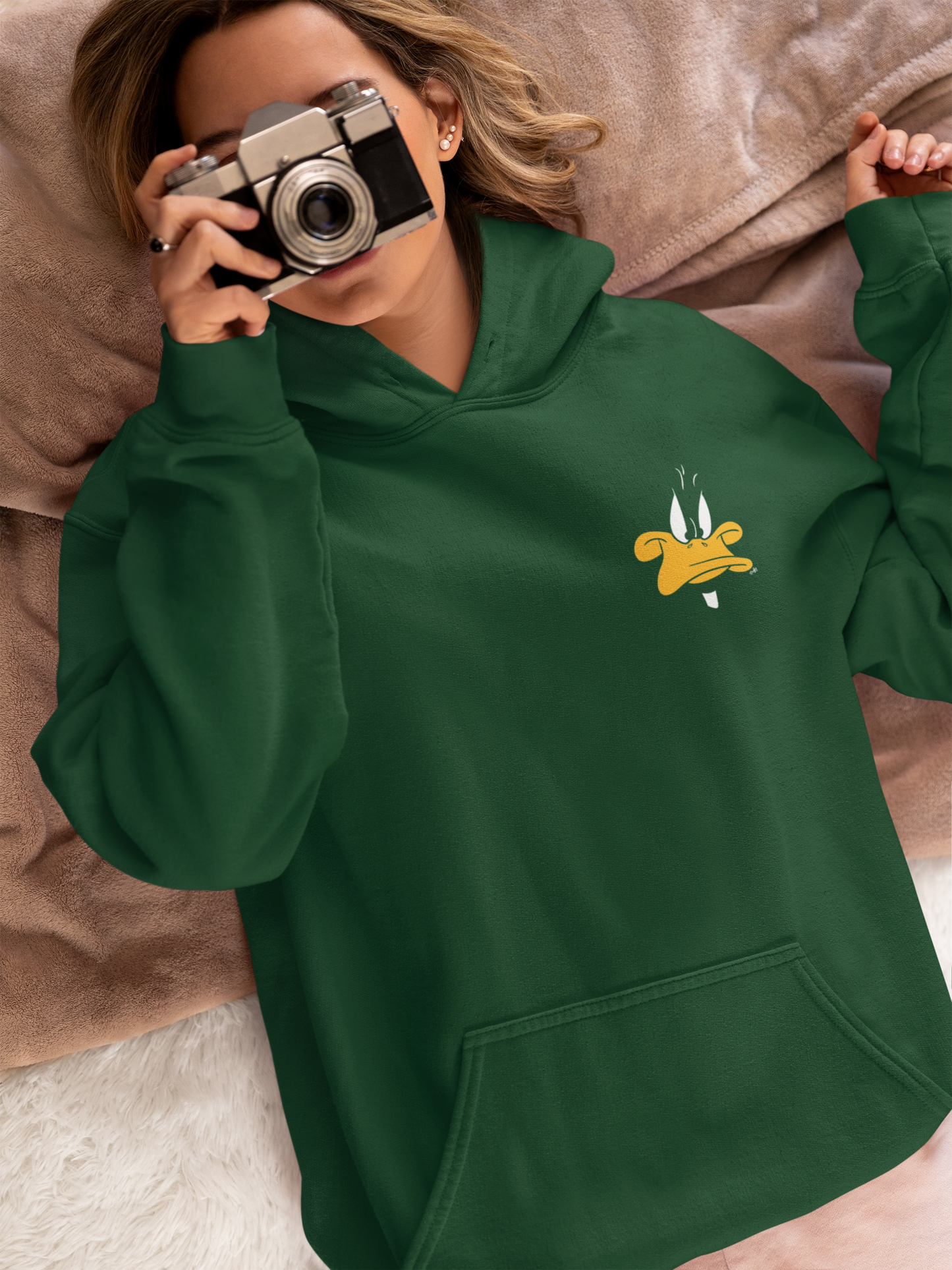 Who Cares? Daffy Duck Green Hoodie