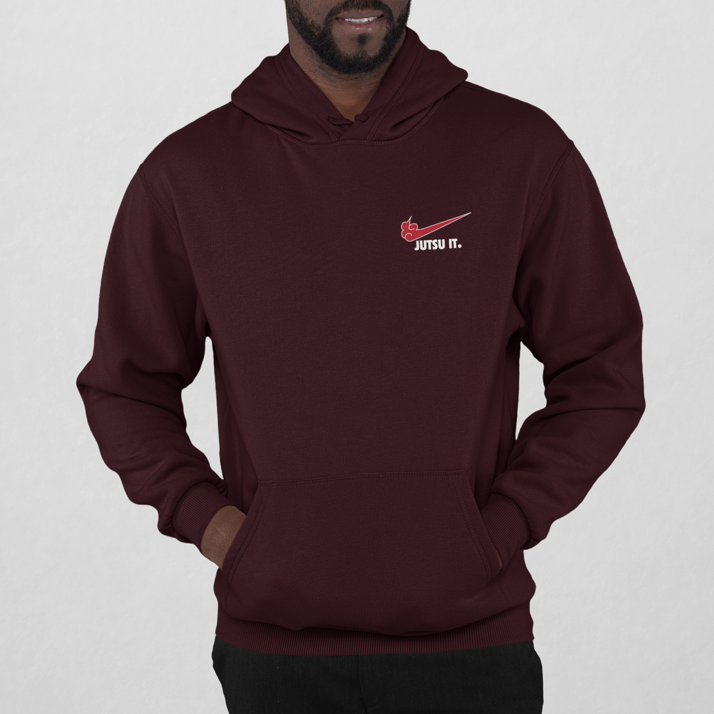 Maroon Ninja Vibes: Jutsu-Inspired Hoodie