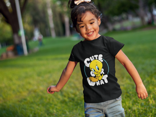 "Cute or What" Tweety Bird Tee for Girls - Soft 100% Cotton