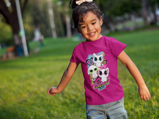 Girl's "Powerpuff Kitty" Graphic Tee - Soft Cotton Shirt