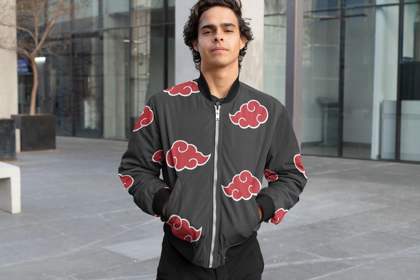 Crimson Akatsuki Cloud Men's All-Over Print Bomber Jacket