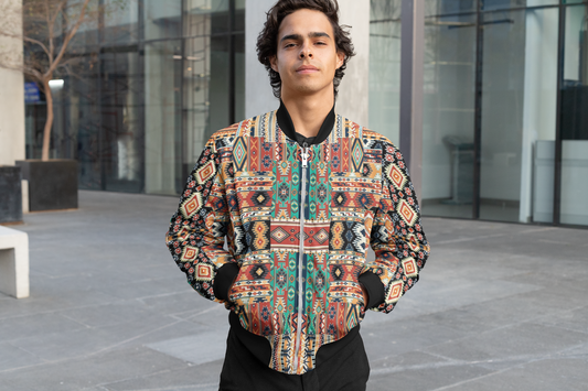 Sambalpuri Multicolor Bomber Jacket - Men's All-Over Ethnic Prints
