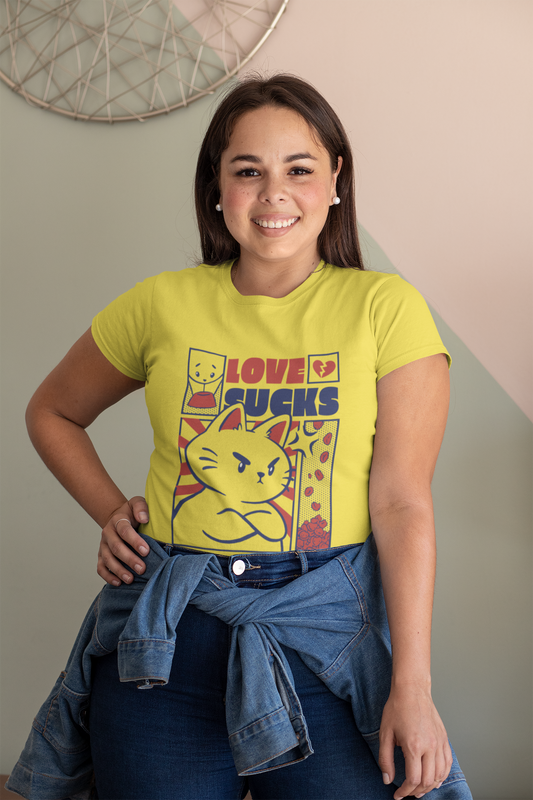 Urban Chic Women's Tee – ‘Love Sucks’ Japanese-Inspired Design