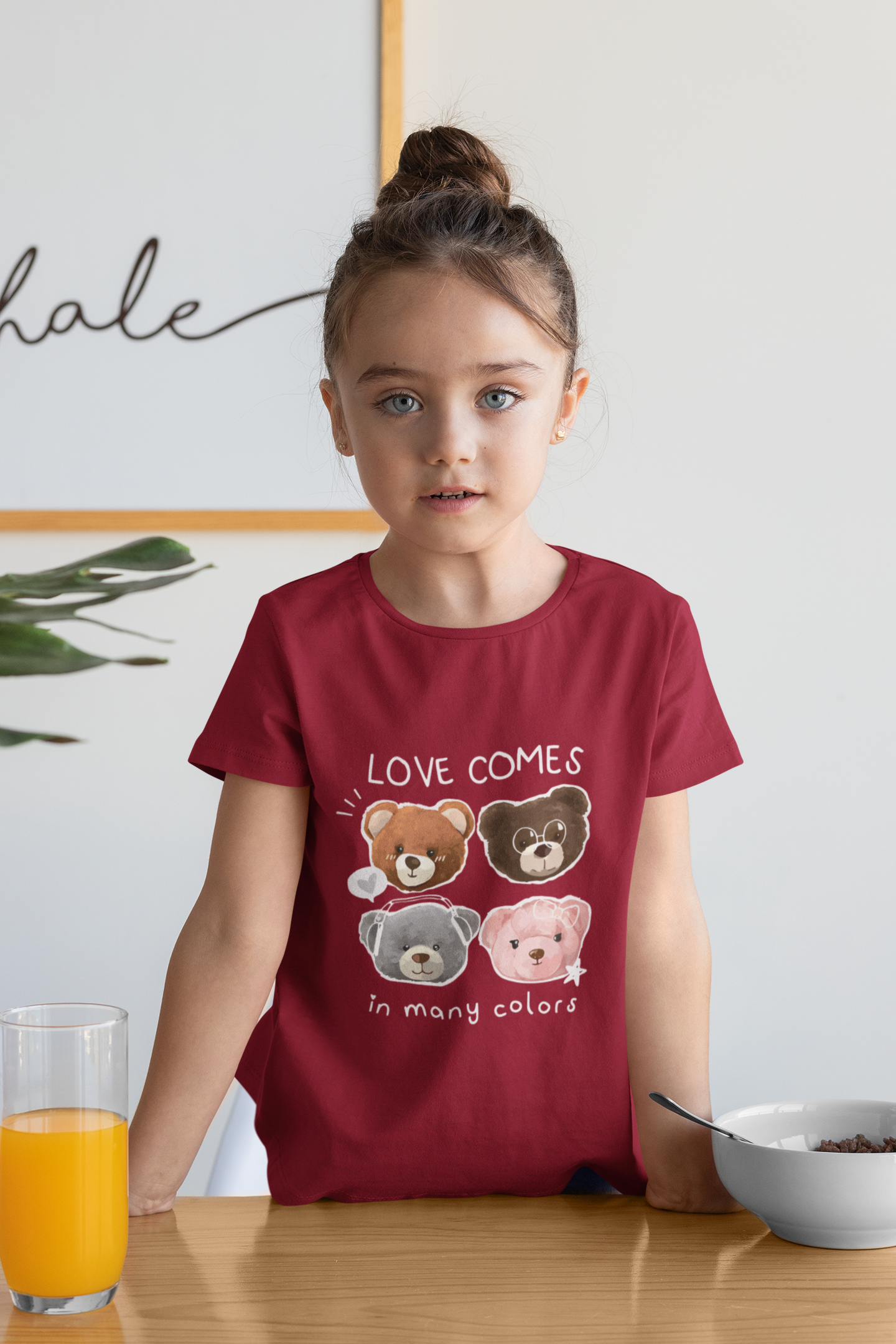 Cute Teddy Bear Graphic Tee for Kids -100% Cotton