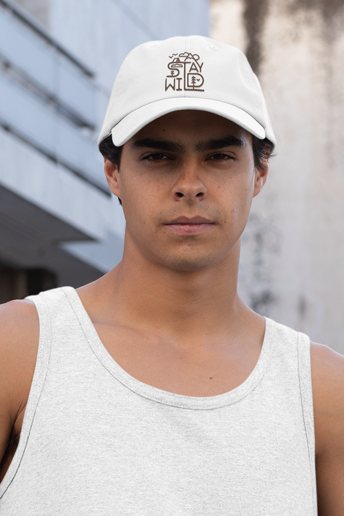 White "Stay Wild" Baseball Cap - Nature-Inspired Design