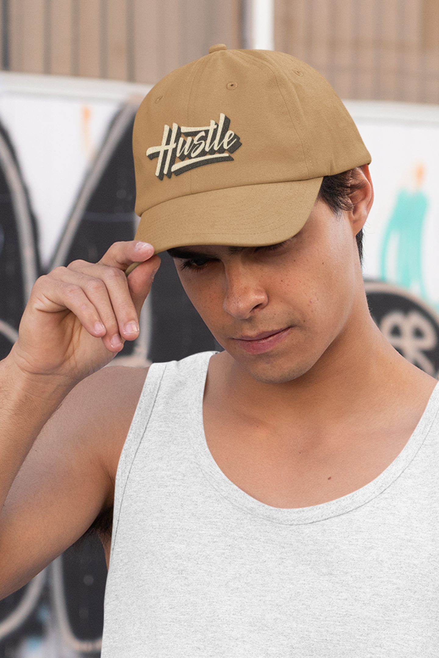 Stylish Hustle Hat - High-Quality Khaki Cap