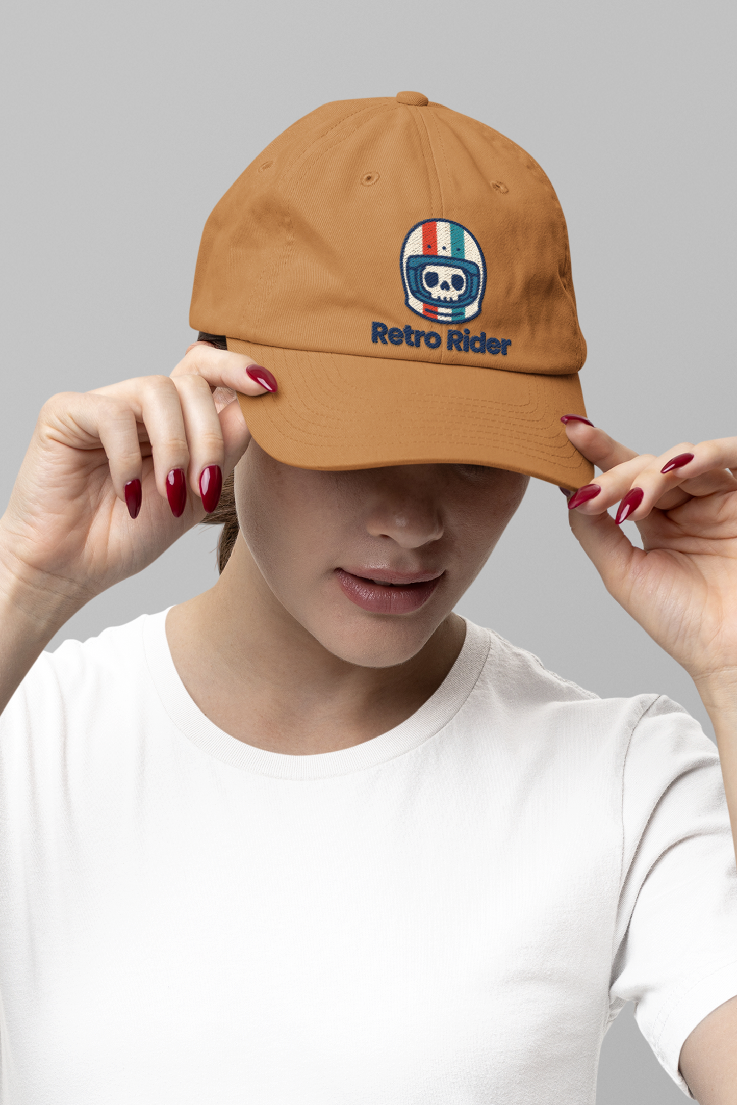 Khaki Retro Rider Baseball Cap - Vintage Motorcycle Style