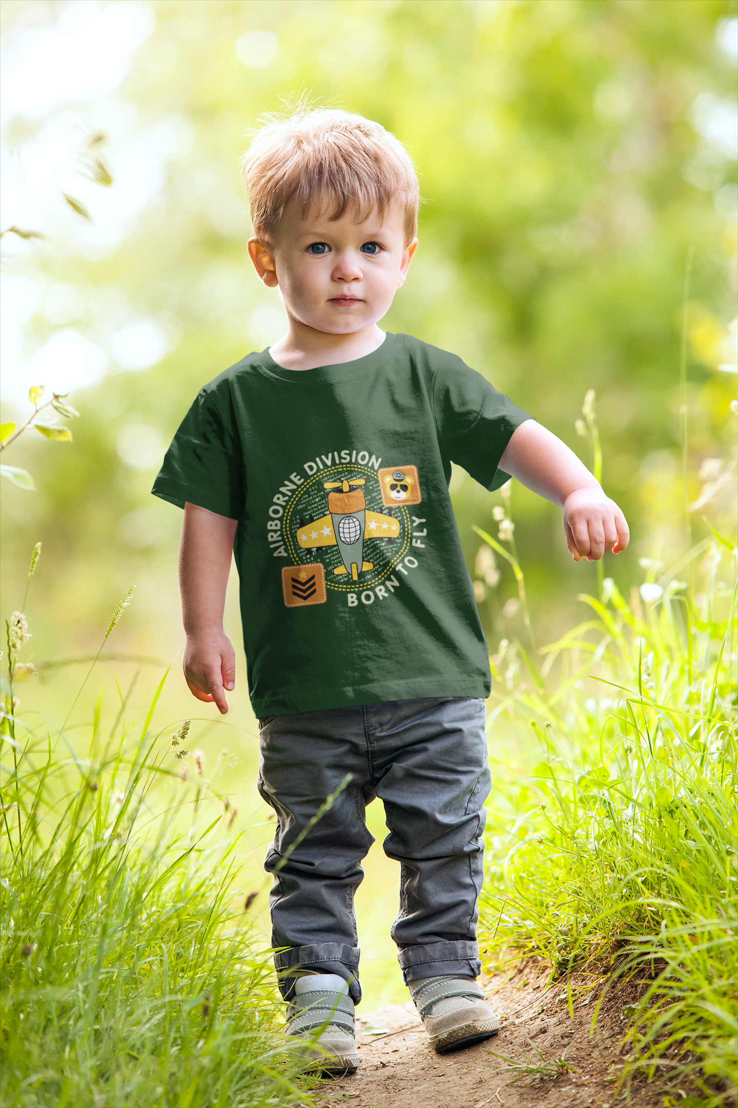Cute Pilot Bear "Airborne Division" T-Shirt for Toddlers | 100% Cotton