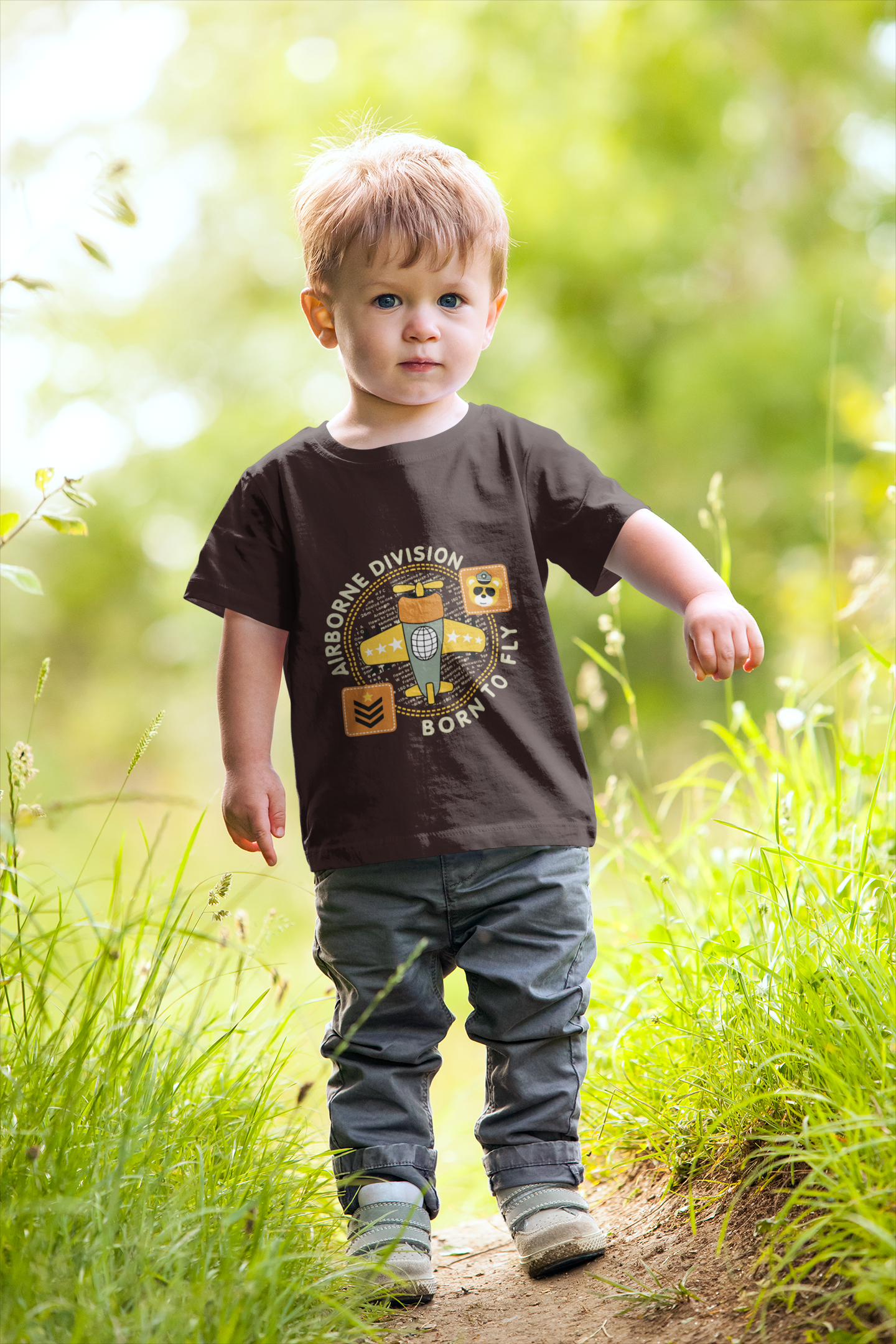 Cute Pilot Bear "Airborne Division" T-Shirt for Toddlers | 100% Cotton