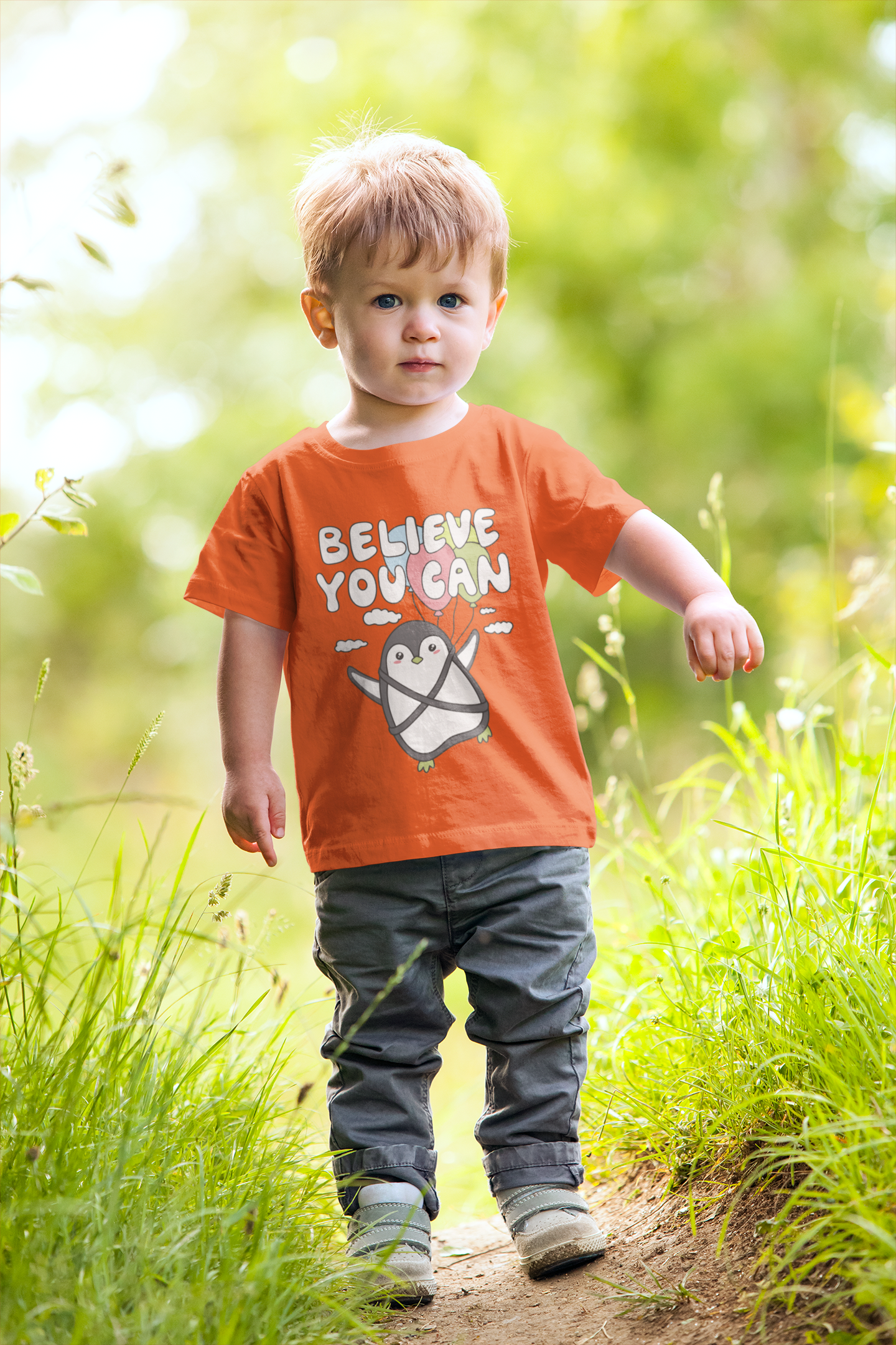 Inspirational "Believe You Can" Penguin Graphic Tee for Kids – Soft 100% Cotton