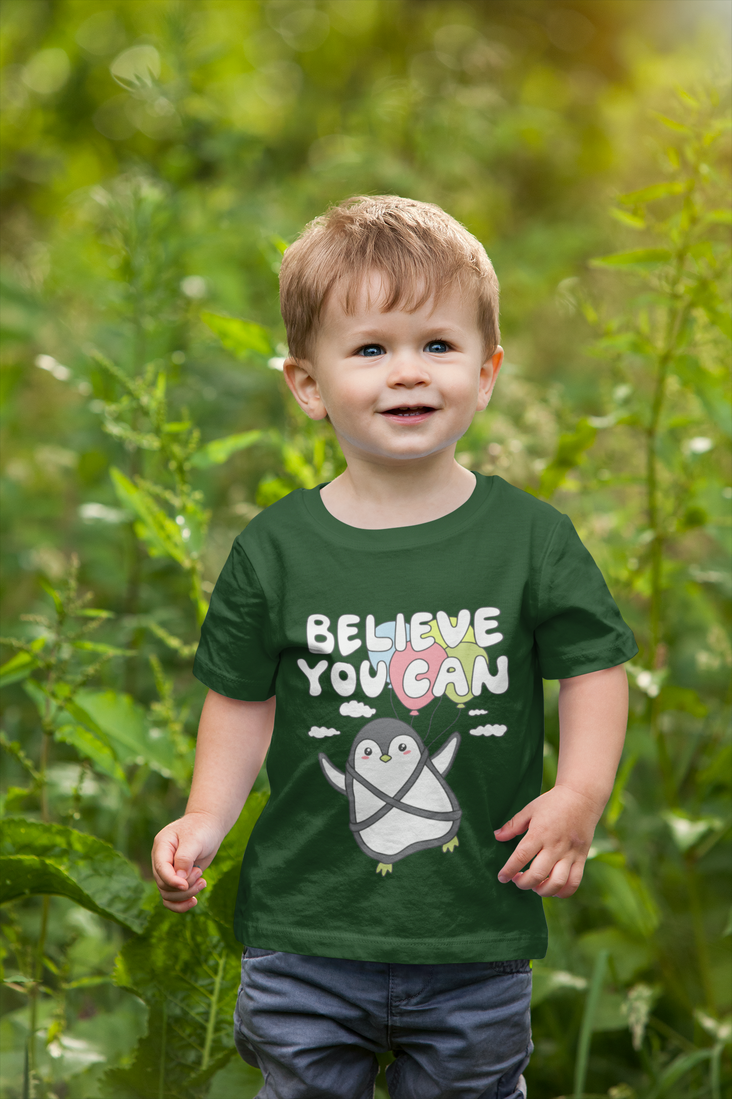 Inspirational "Believe You Can" Penguin Graphic Tee for Kids – Soft 100% Cotton