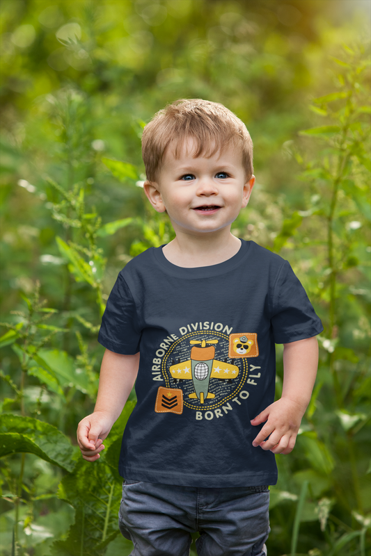 Cute Pilot Bear "Airborne Division" T-Shirt for Toddlers | 100% Cotton