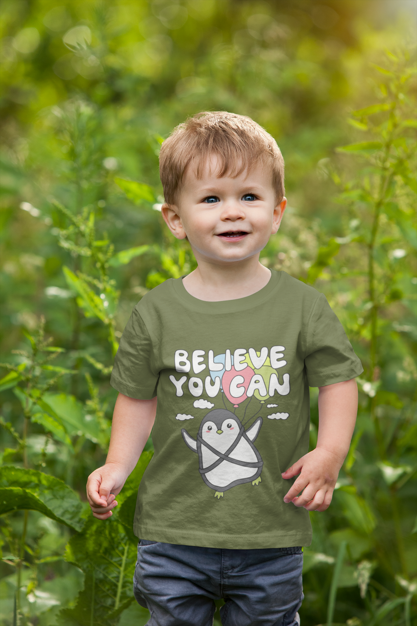 Inspirational "Believe You Can" Penguin Graphic Tee for Kids – Soft 100% Cotton