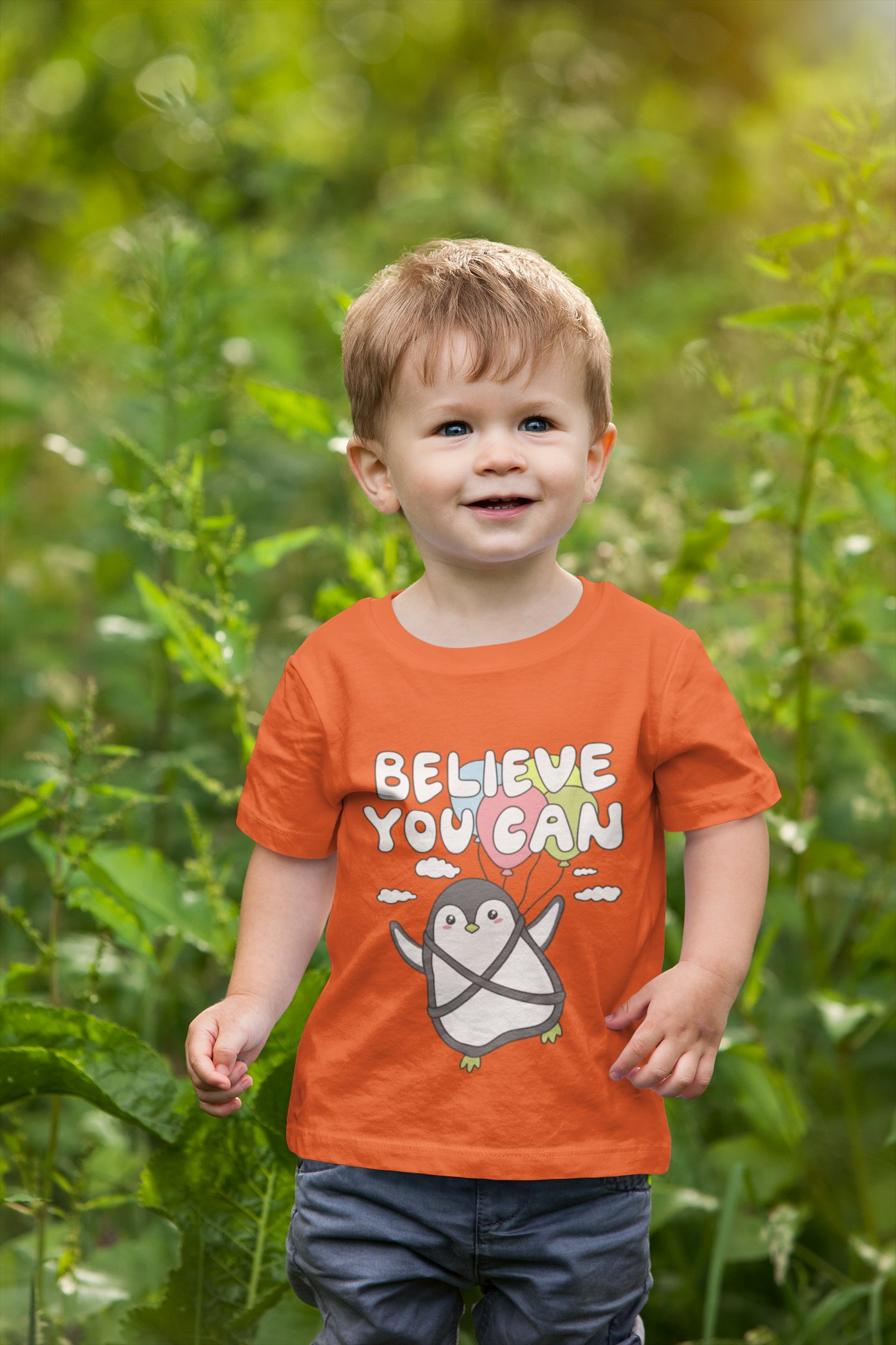 Inspirational "Believe You Can" Penguin Graphic Tee for Kids – Soft 100% Cotton