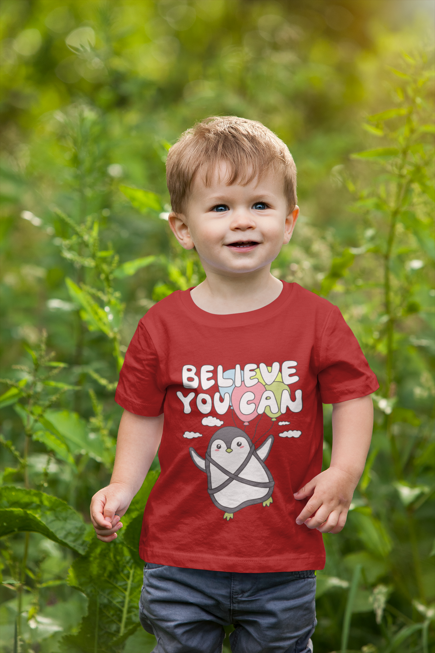 Inspirational "Believe You Can" Penguin Graphic Tee for Kids – Soft 100% Cotton
