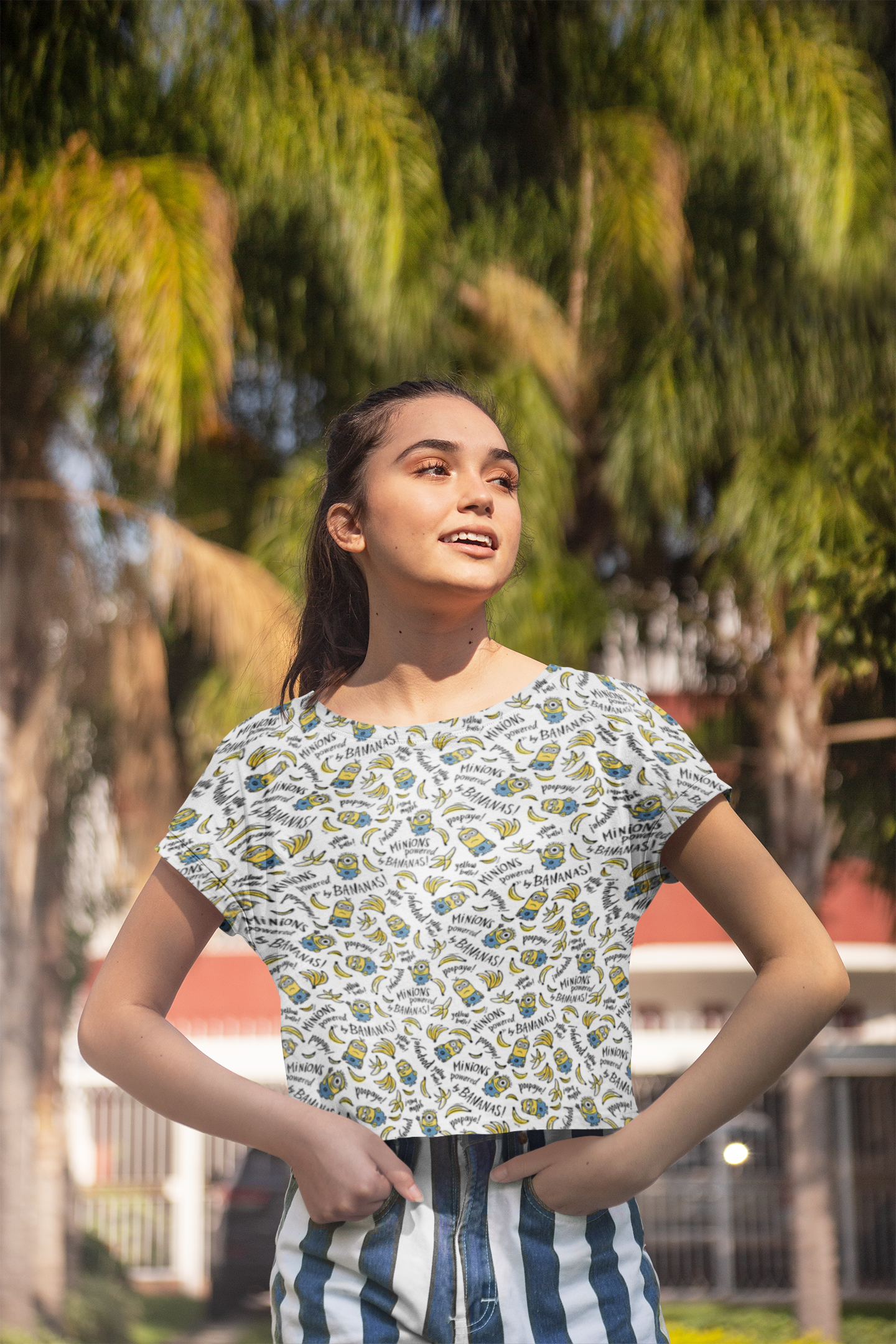 All Over Printed Minion & Banana Crop Top