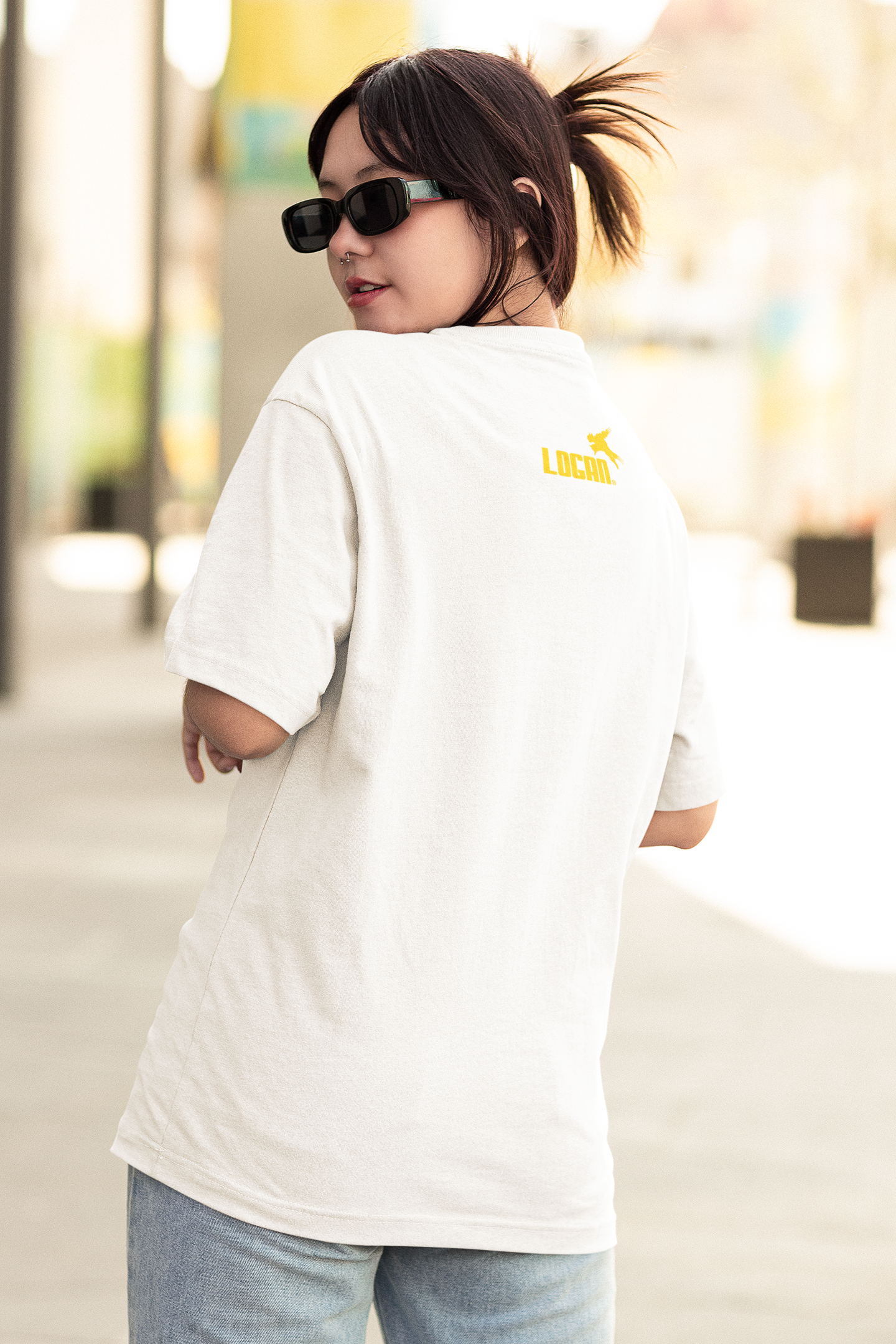 White Oversized Unisex T-shirt With Chibi Wolverine In Action