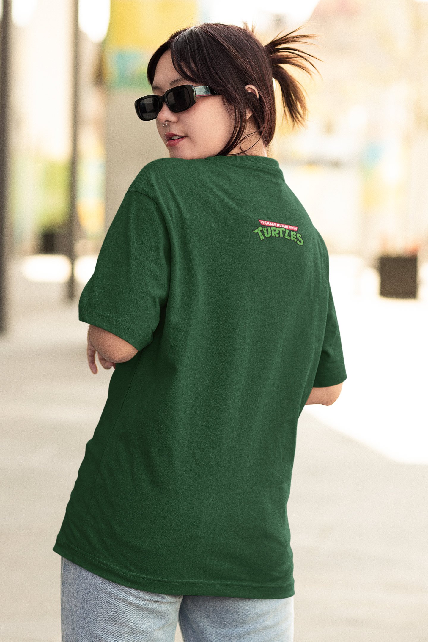 Heroes in Green: Oversized Unisex TMNT Printed Tee