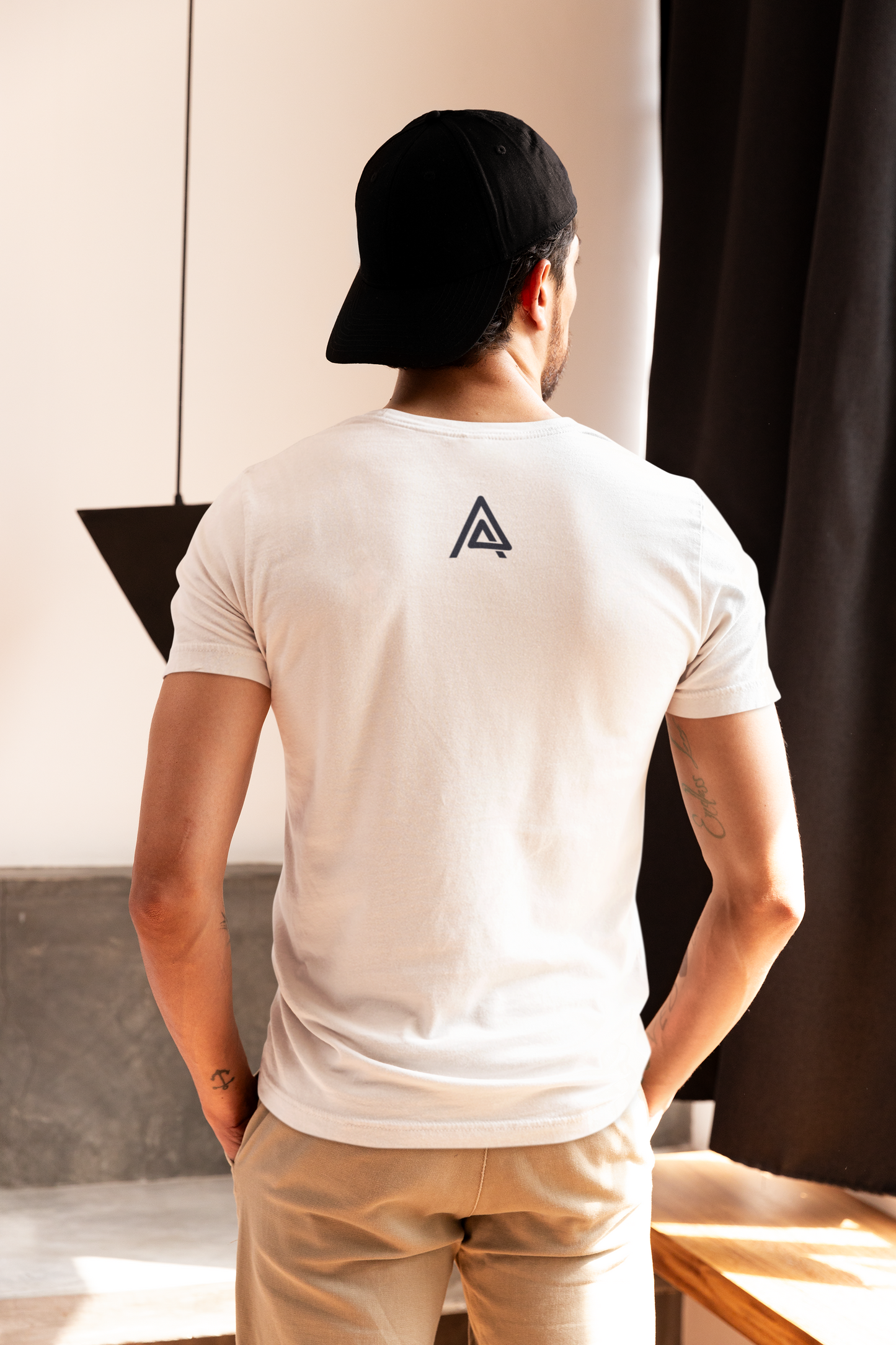 Men's White Graphic Tee - Urban Street Art Print Cotton T-Shirt