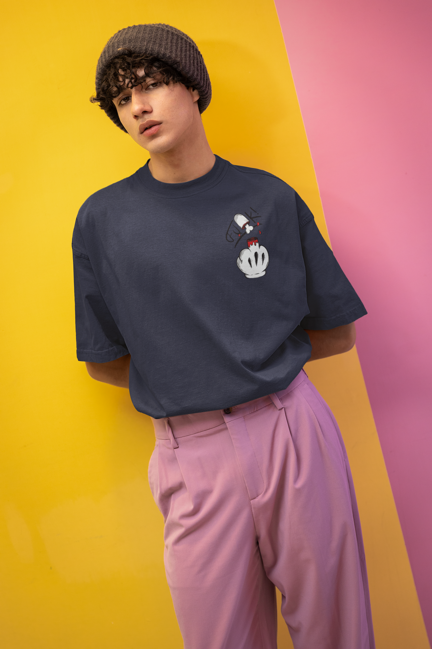 Own Your Vibe: 'F*ck What They Think' Navy Blue Oversized Tee