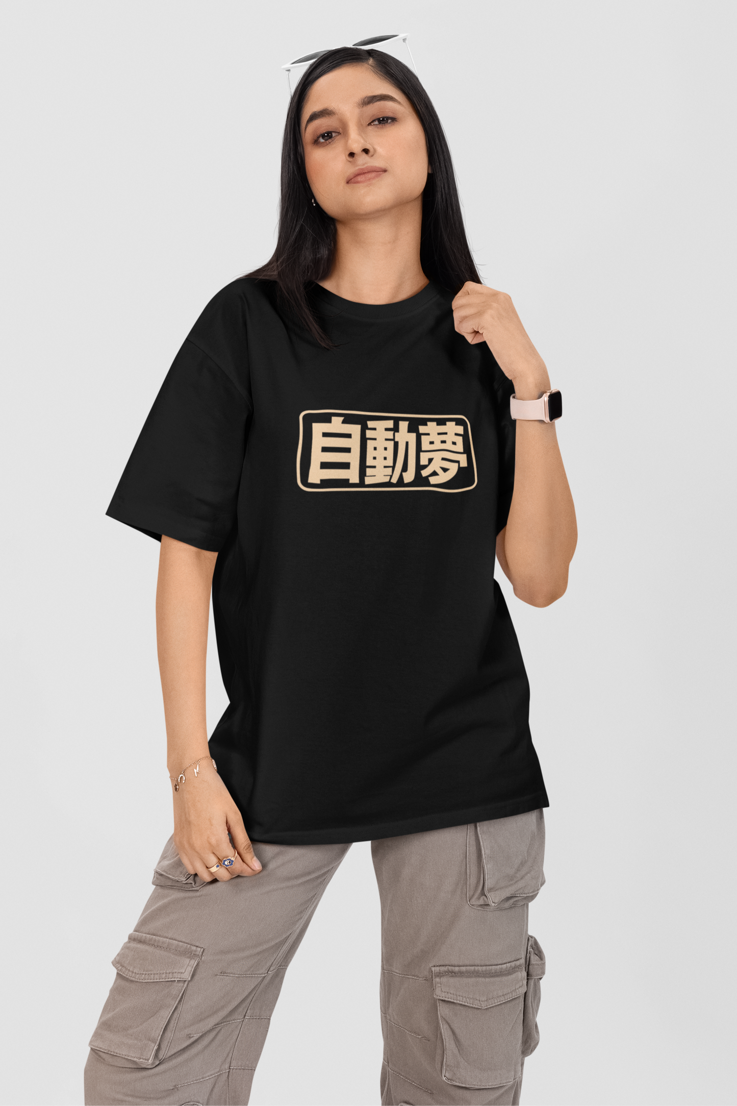 Japanese-Inspired Mech Samurai Unisex Oversized Black Tee