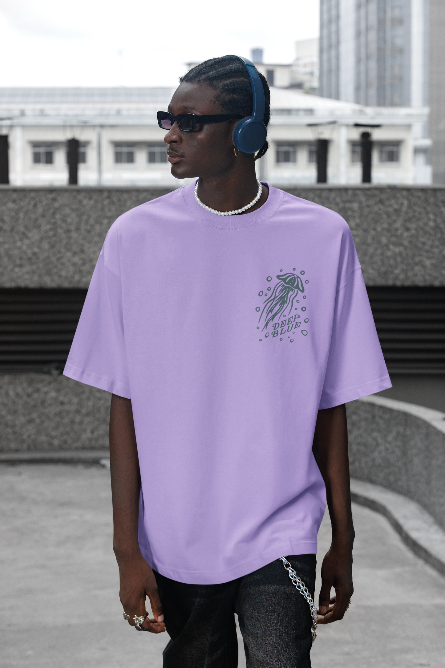 The "Deep Blue" Folklore Unisex Oversized T-Shirt