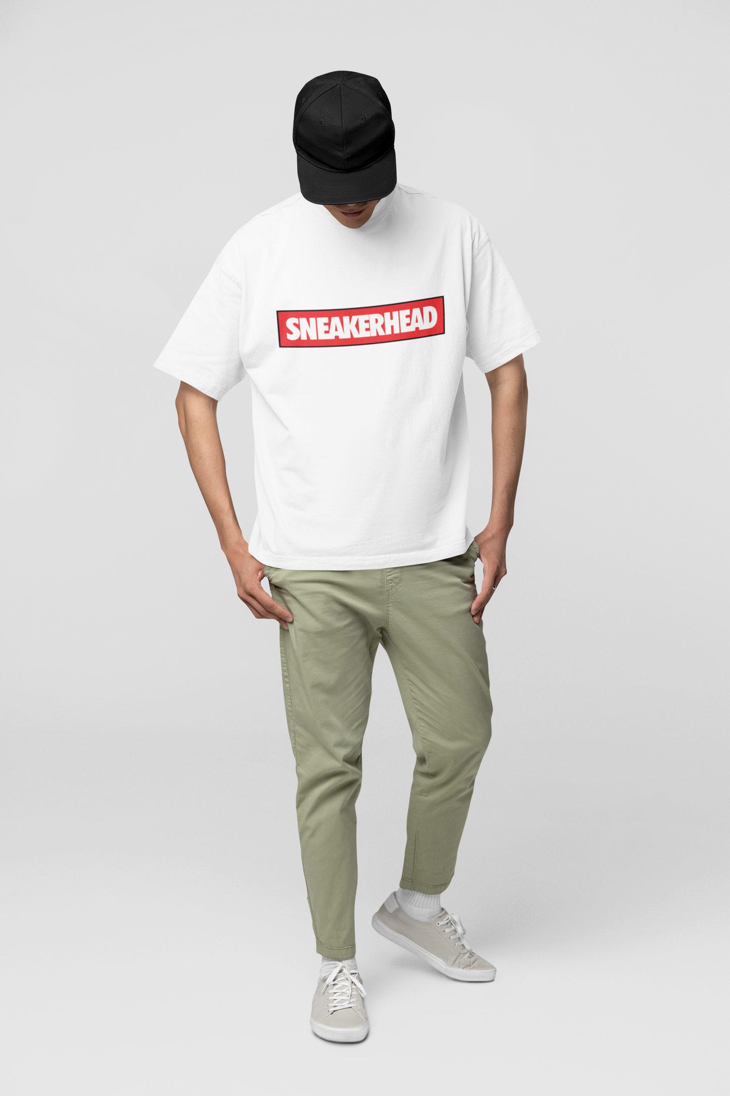 Trendy Sneaker Culture White T-Shirt – Oversized Unisex Streetwear