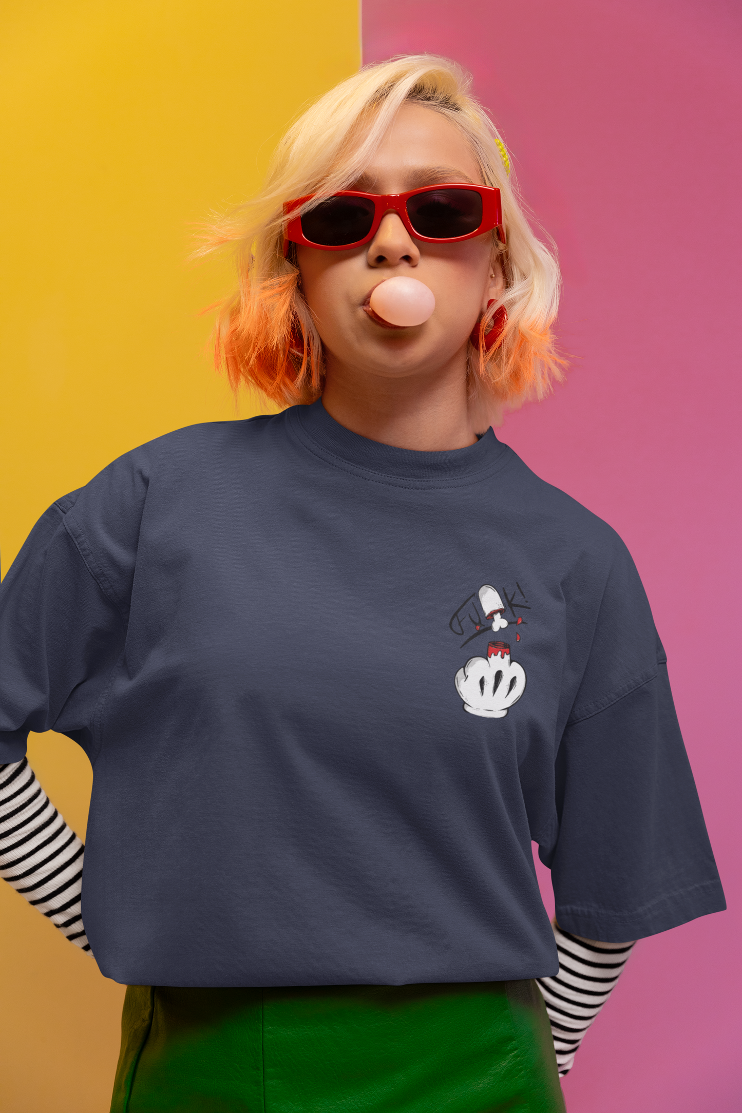 Own Your Vibe: 'F*ck What They Think' Navy Blue Oversized Tee