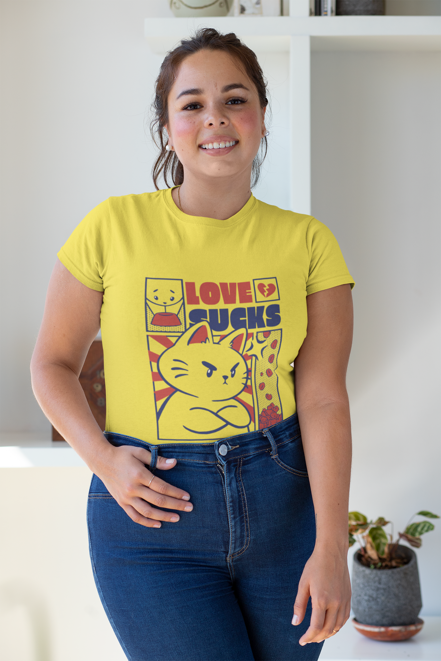 Urban Chic Women's Tee – ‘Love Sucks’ Japanese-Inspired Design