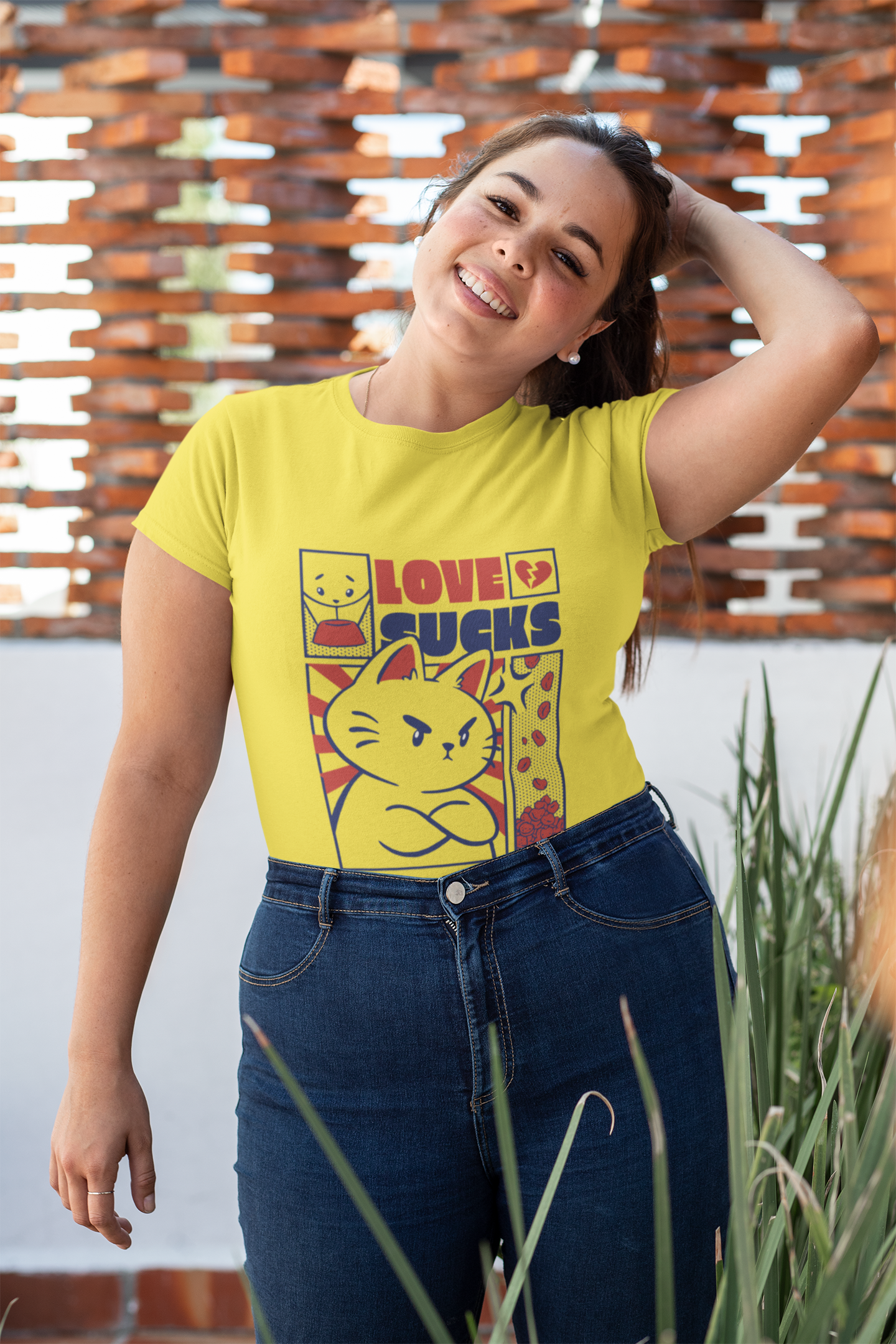 Urban Chic Women's Tee – ‘Love Sucks’ Japanese-Inspired Design