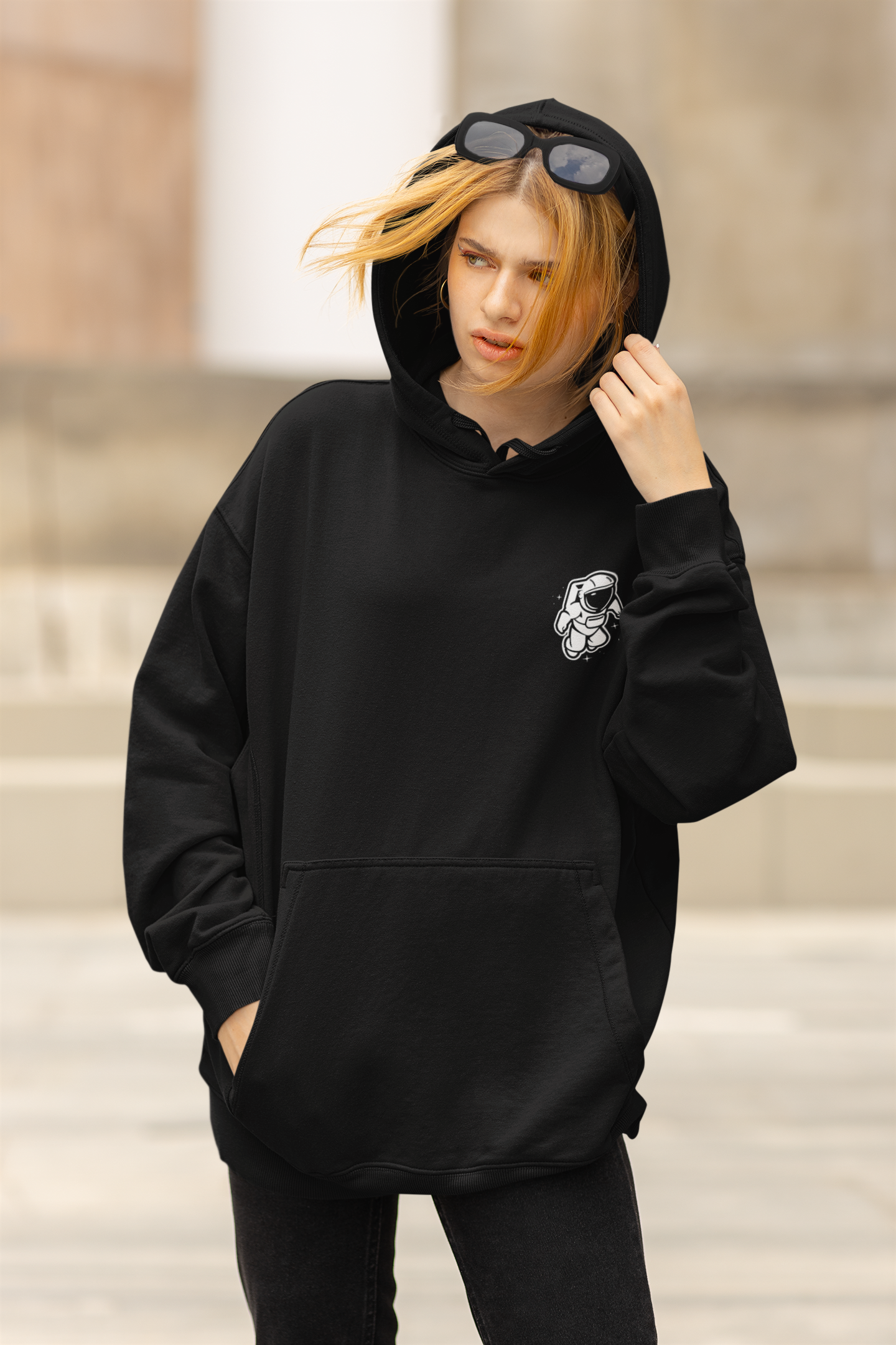 I Just Need Some Space: Printed Black Hoodie