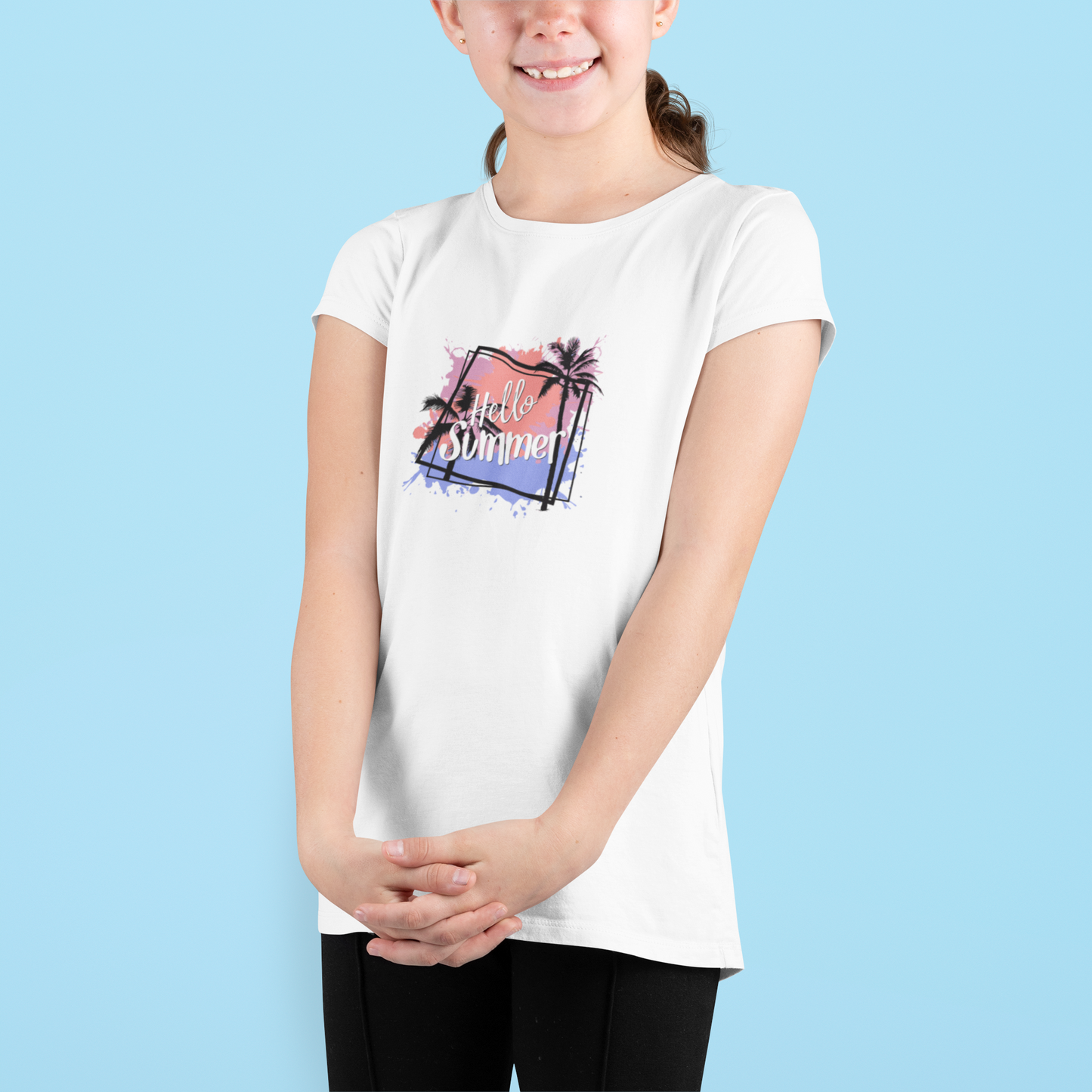 Summer Print T-Shirt for Girls - White Cotton