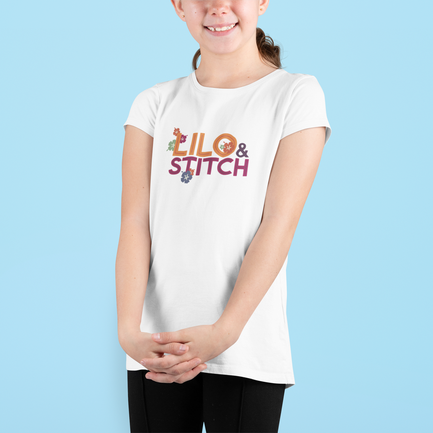 Disney Lilo & Stitch Hug T-Shirt | Girls' Tropical Floral Graphic Tee
